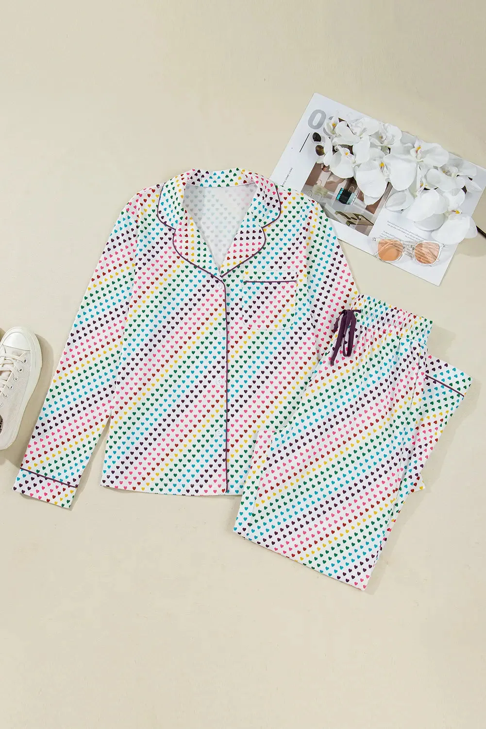 Heart Print Long Sleeve Pyjama Set sold by Beagle Boutique