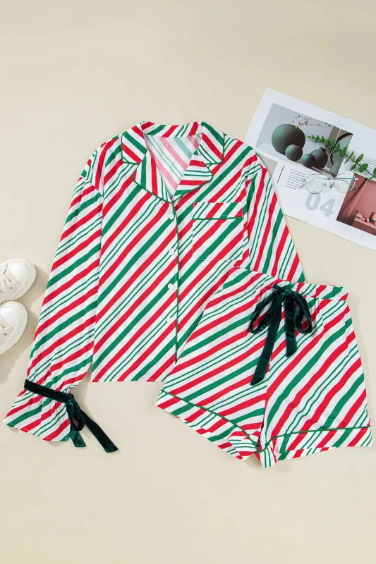 Stripe Christmas Pyjama Set made by Beagle Boutique