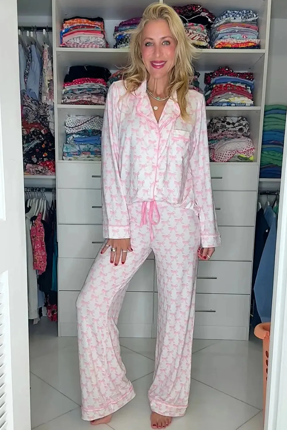 Bow Print Long Sleeve Soft Pyjama Set sold by Beagle Boutique product image thumbnail 2