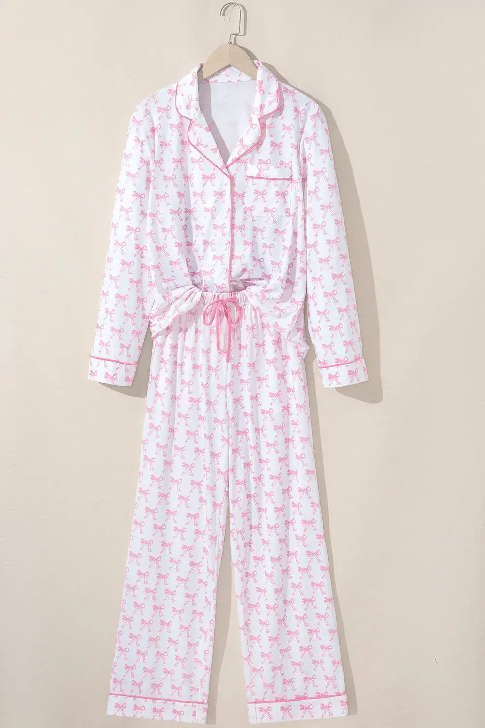 Bow Print Long Sleeve Soft Pyjama Set sold by Beagle Boutique product image thumbnail 3