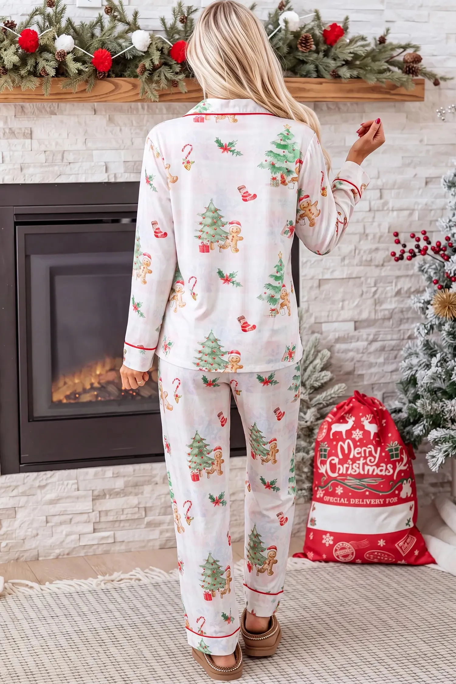 Long Sleeve 2-Piece Lounge Set — Festive Gingerbread Print sold by Beagle Boutique product image thumbnail 3