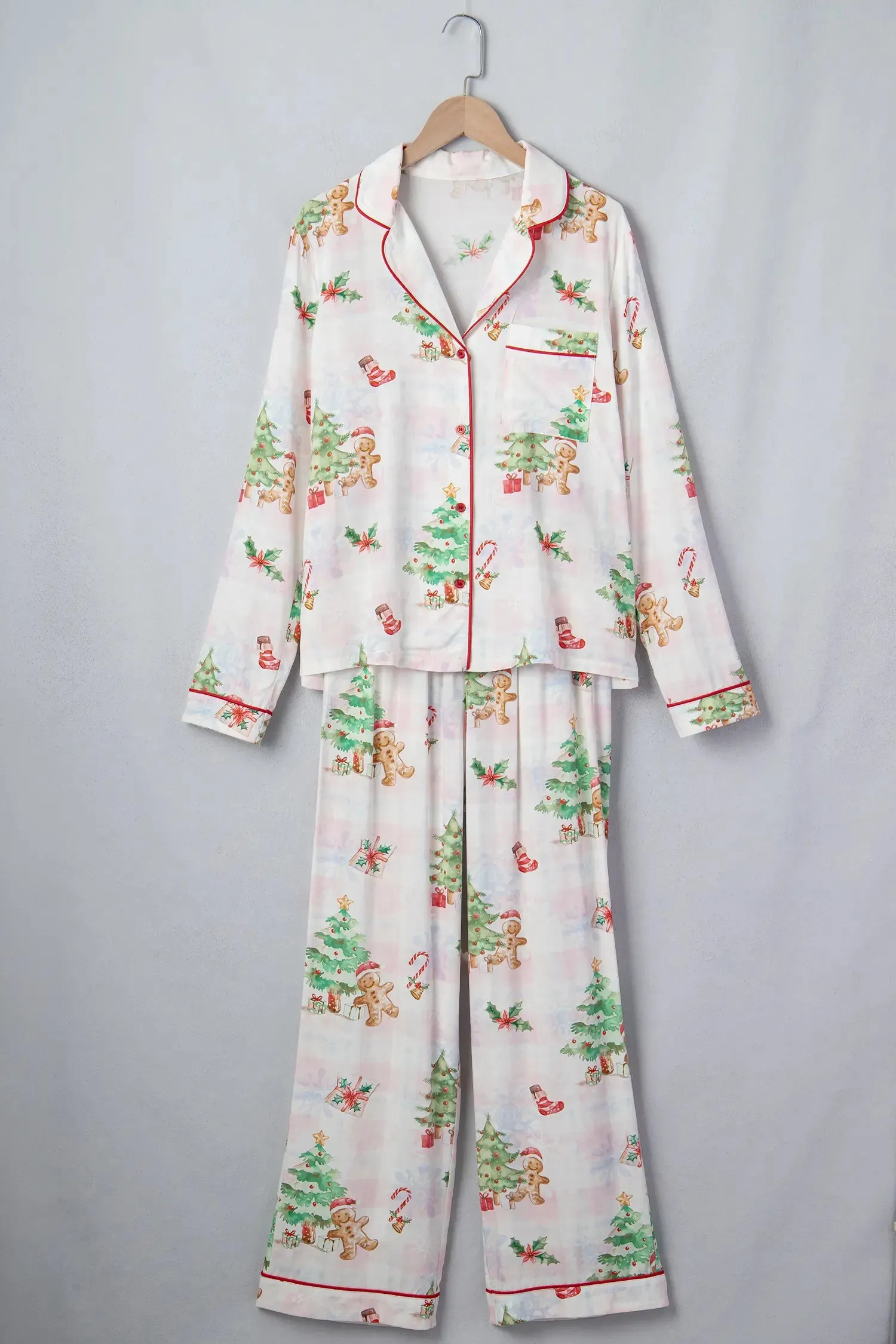 Long Sleeve 2-Piece Lounge Set — Festive Gingerbread Print sold by Beagle Boutique product image thumbnail 4