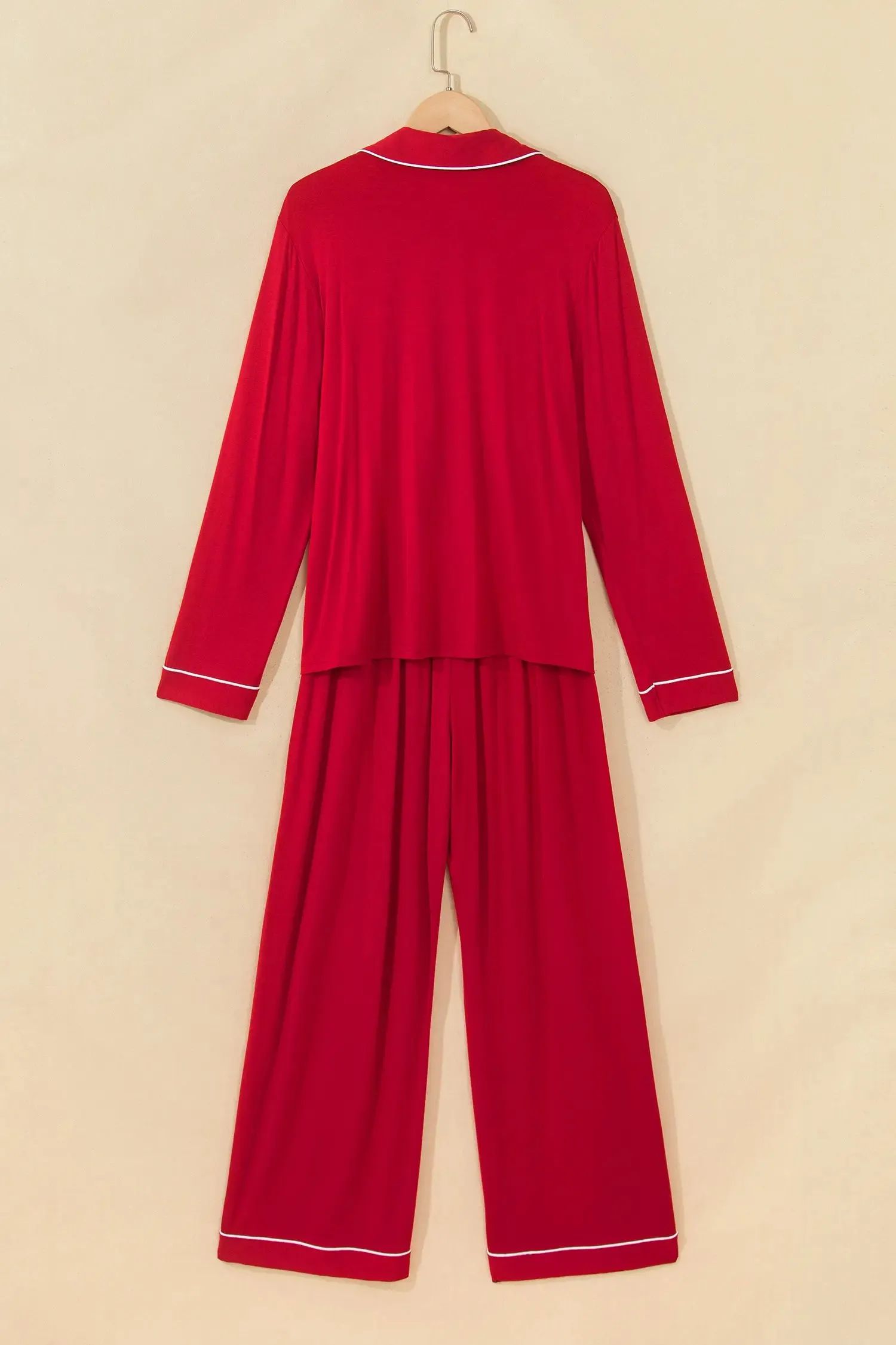 Racing Red Bow Pocket Detail Long Sleeve Shirt 2pcs Pajama Set sold by Beagle Boutique product image thumbnail 4