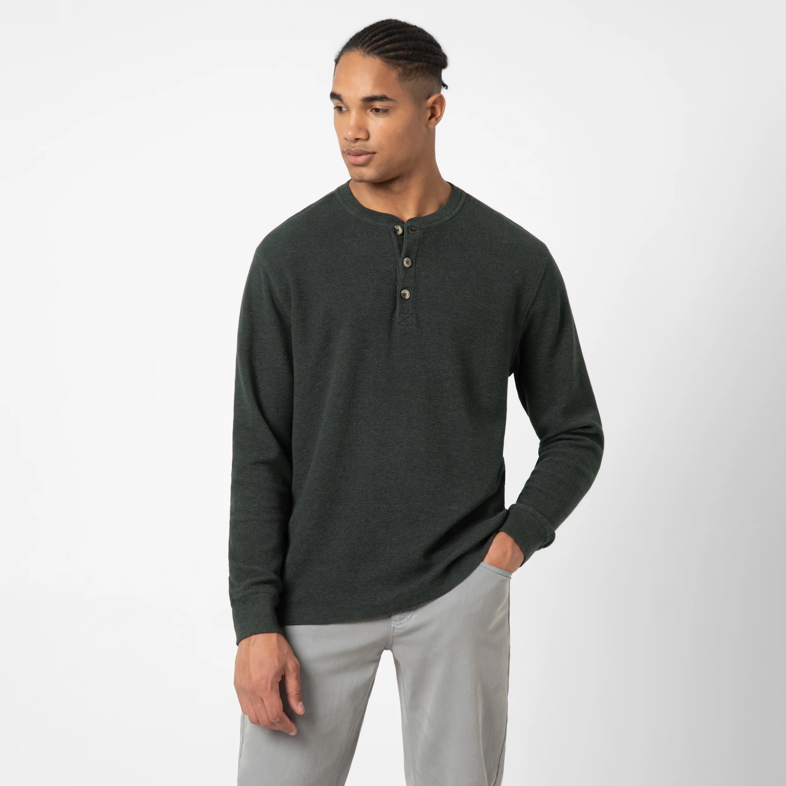 Waffle Knit Henley sold by Bearbottom Clothing