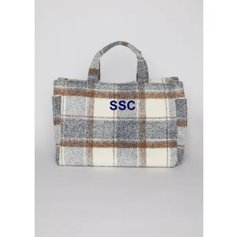 Plaid Airplane Tote- Tan/Grey Combo sold by Hat Attack