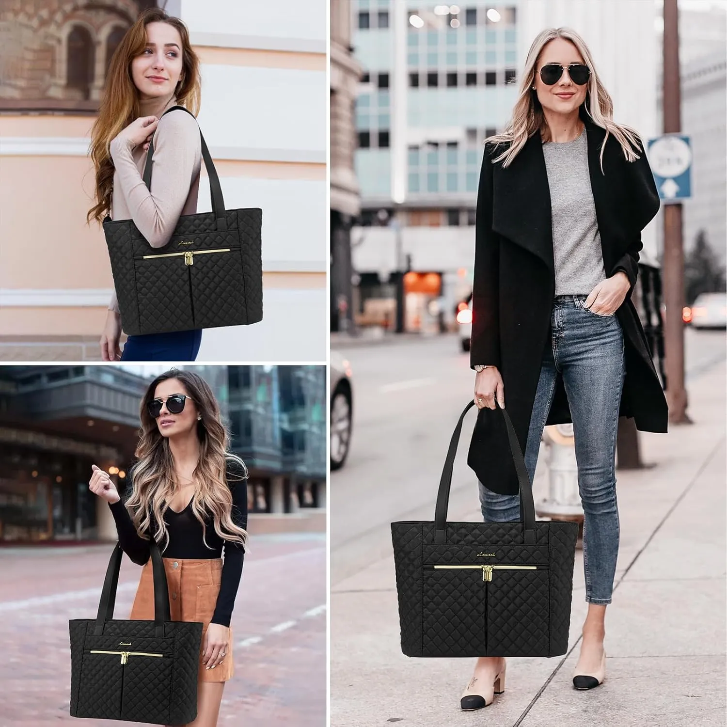 2Pcs Diamond Quilted Tote Bag, 15.6" 17" sold by LOVEVOOK product image thumbnail 2