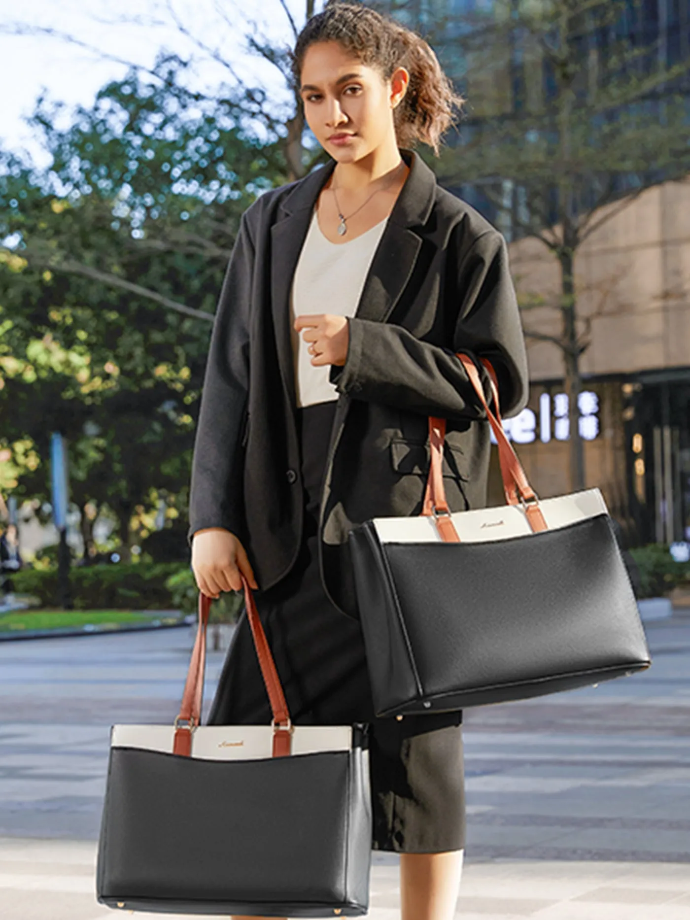 Leather Laptop Tote Bag, 15.6" 17.3" sold by LOVEVOOK product image thumbnail 2