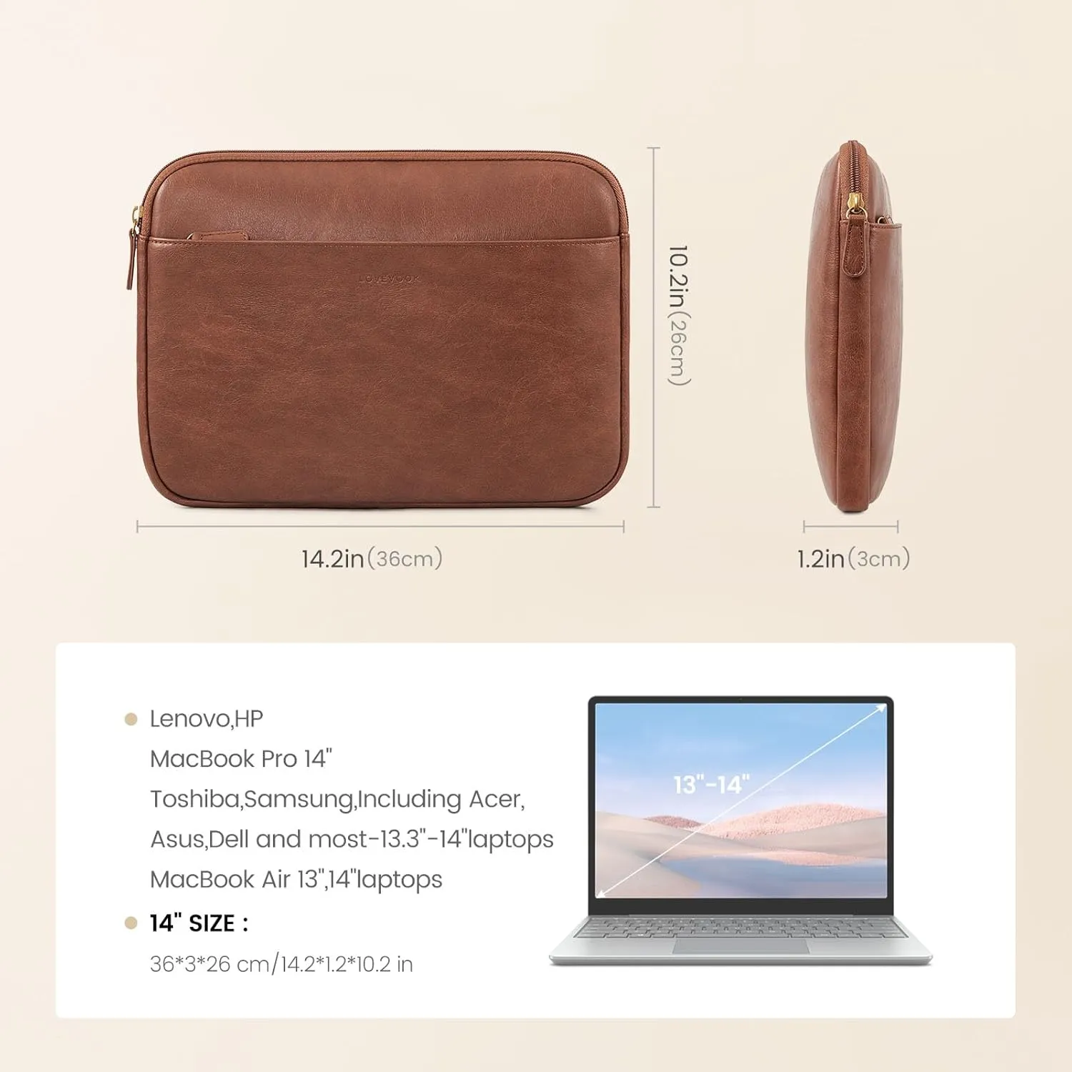 Laptop Sleeve Bag, 13" 14"(US Only) sold by LOVEVOOK product image thumbnail 4
