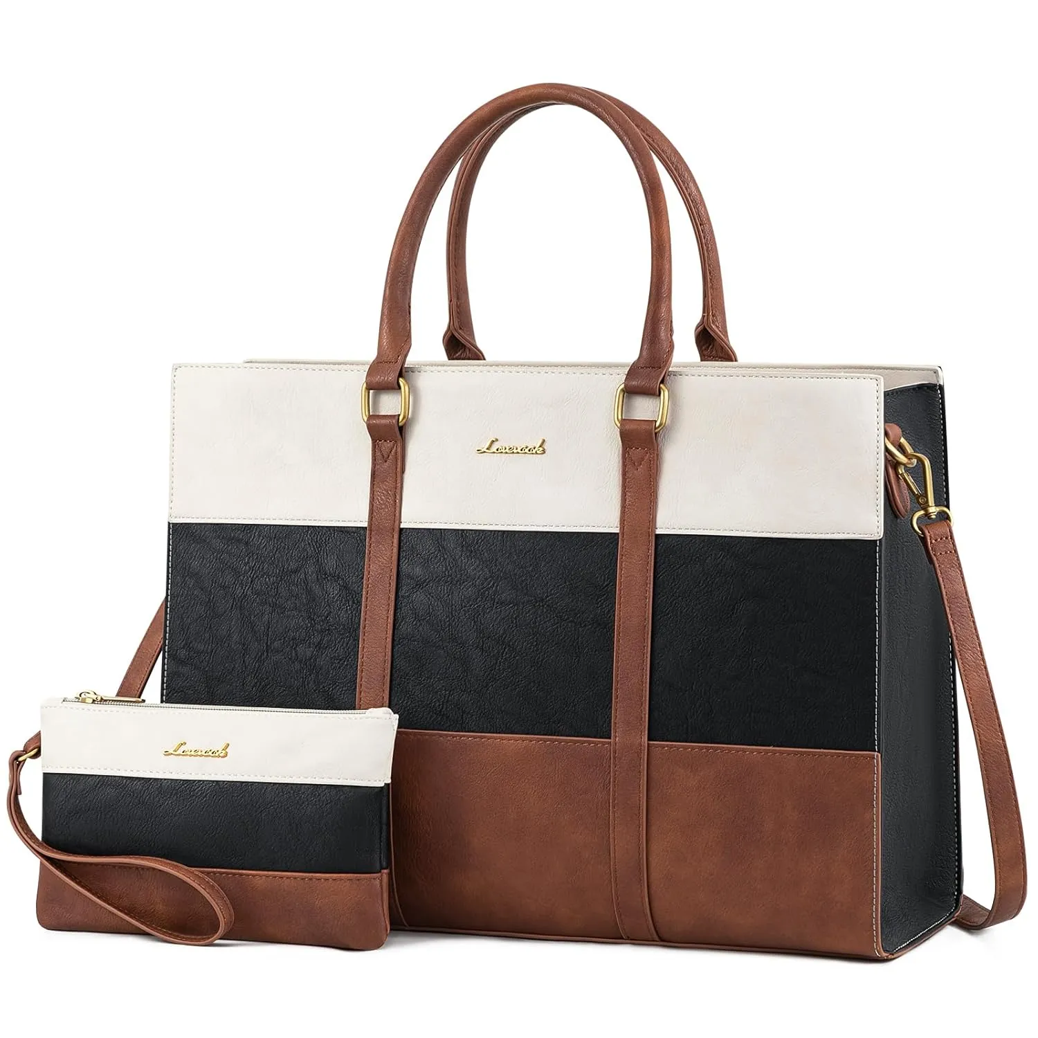 2Pcs Elegant Colorblock Tote Bag, 15.6" sold by LOVEVOOK product image thumbnail 3