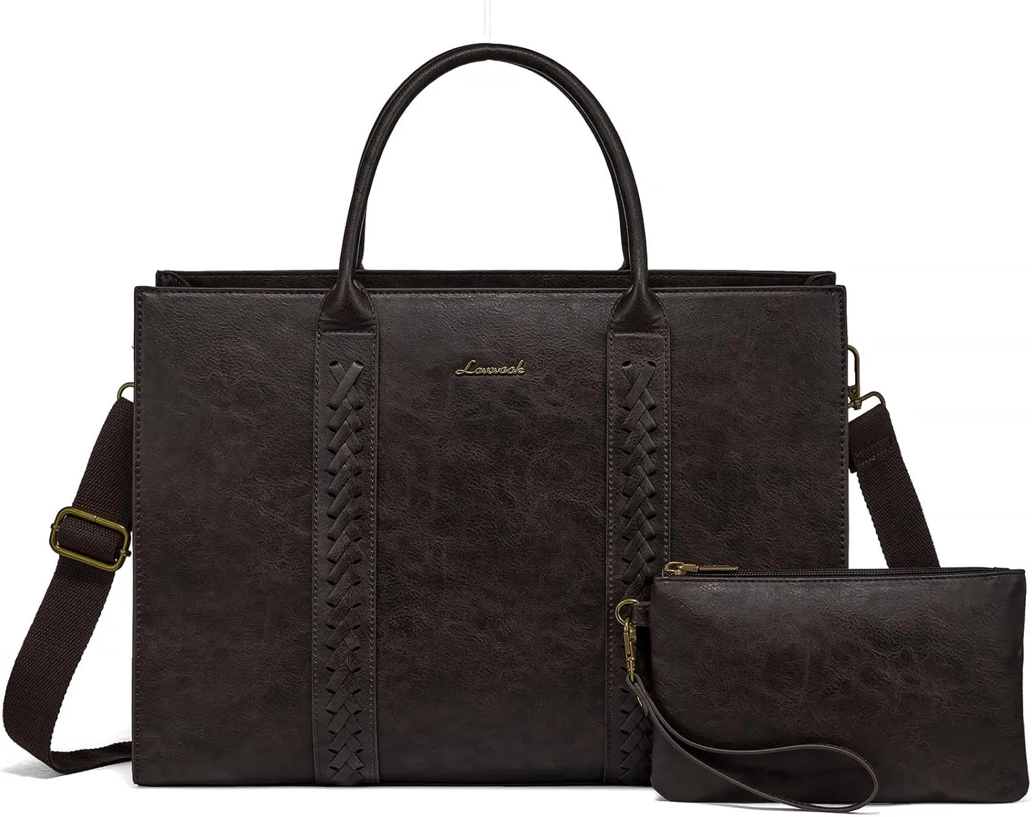 2Pcs Vintage Leather Laptop Bag, 15.6" 17.3" sold by LOVEVOOK product image thumbnail 4