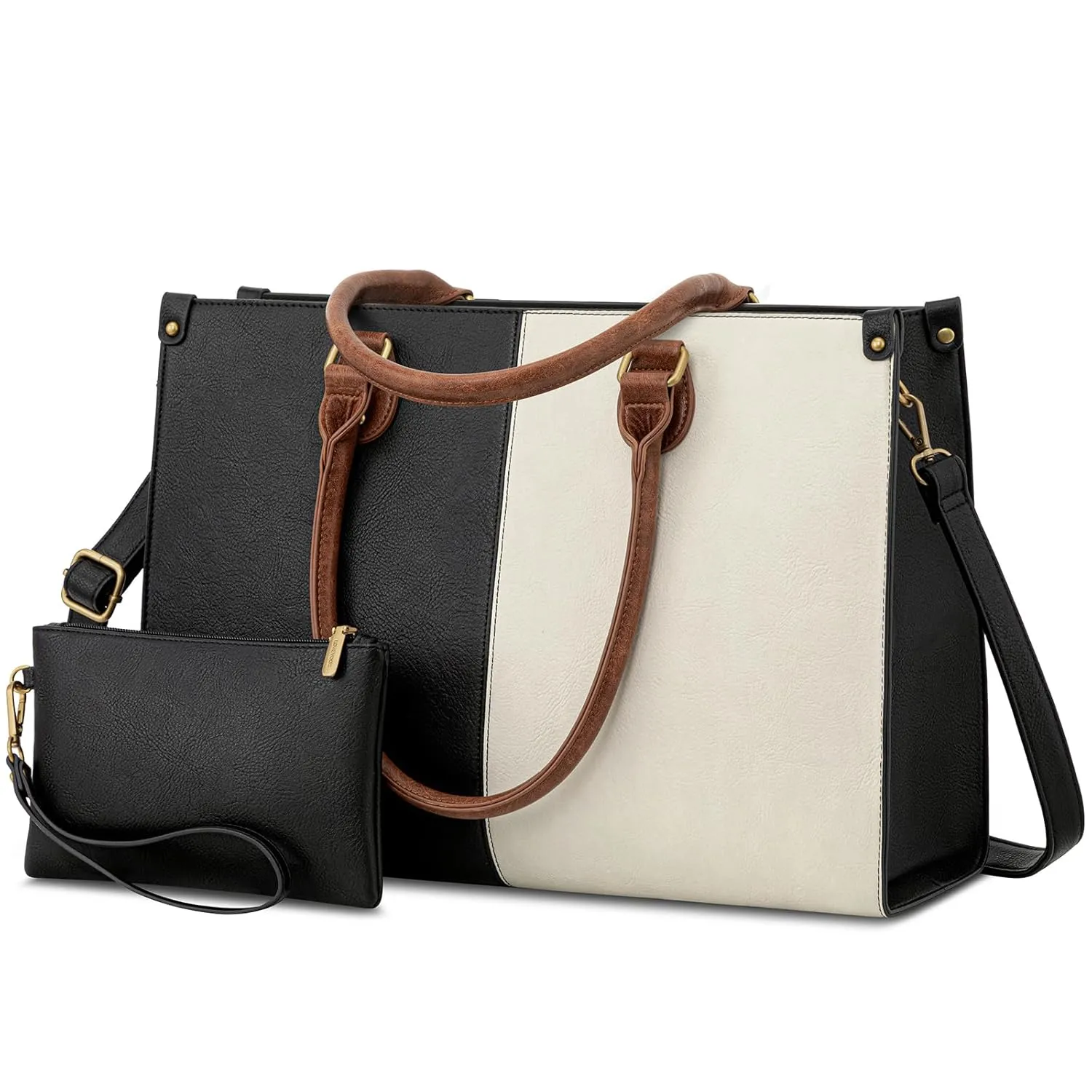 2Pcs Vintage Leather Laptop Bag, 15.6“ sold by LOVEVOOK product image thumbnail 2