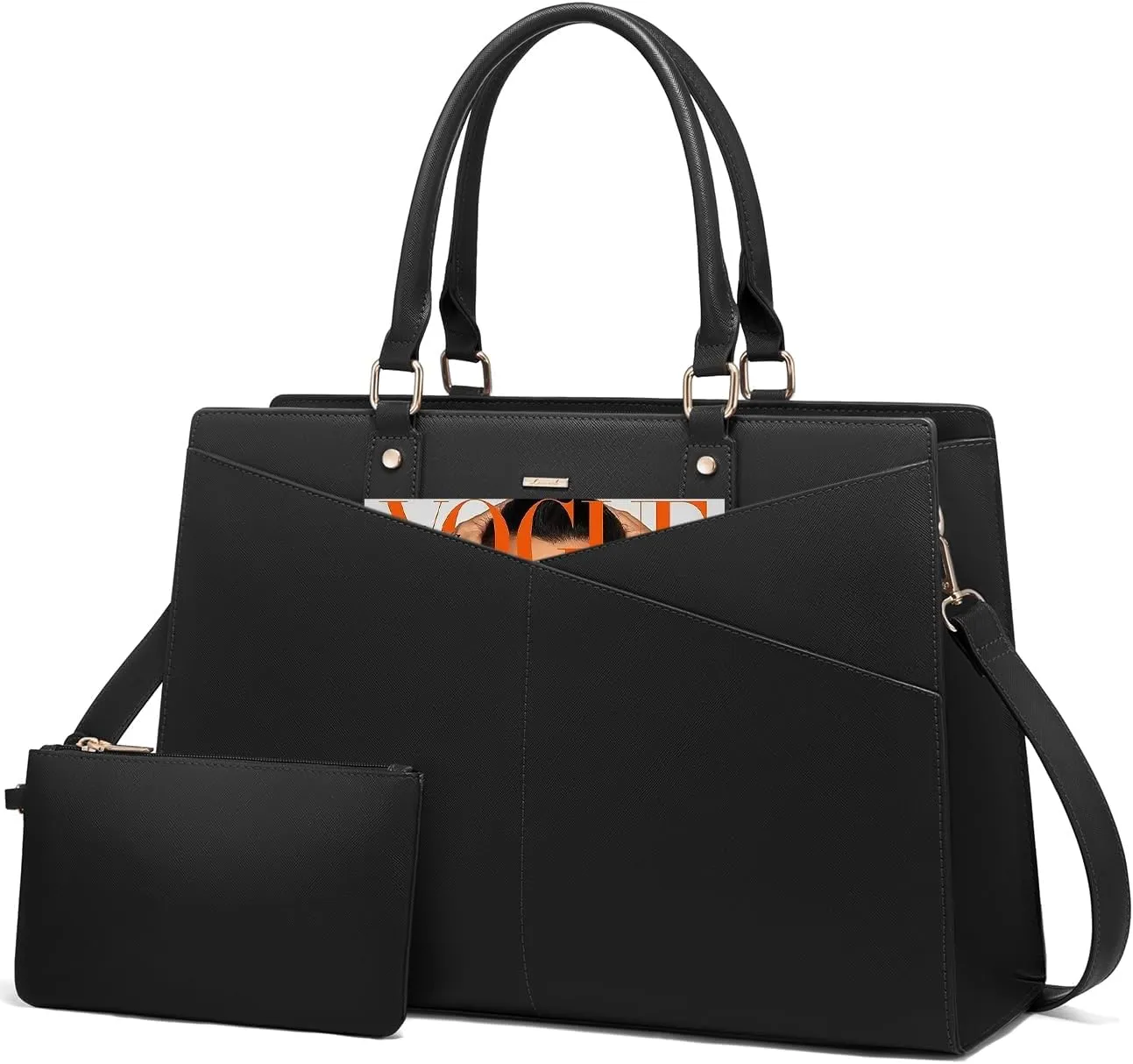 2Pcs Leather Office Laptop Tote Bag, 15.6" 17.3" sold by LOVEVOOK product image thumbnail 4