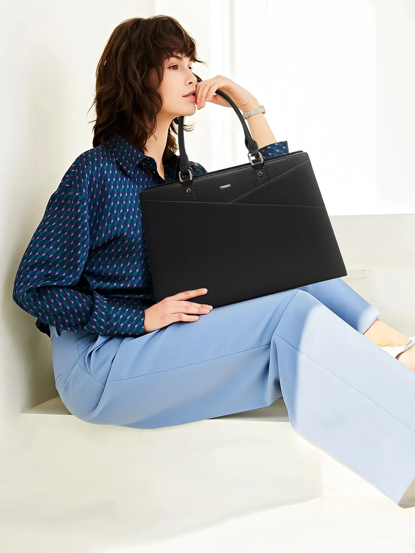 2Pcs Leather Office Laptop Tote Bag, 15.6" 17.3" sold by LOVEVOOK product image thumbnail 2