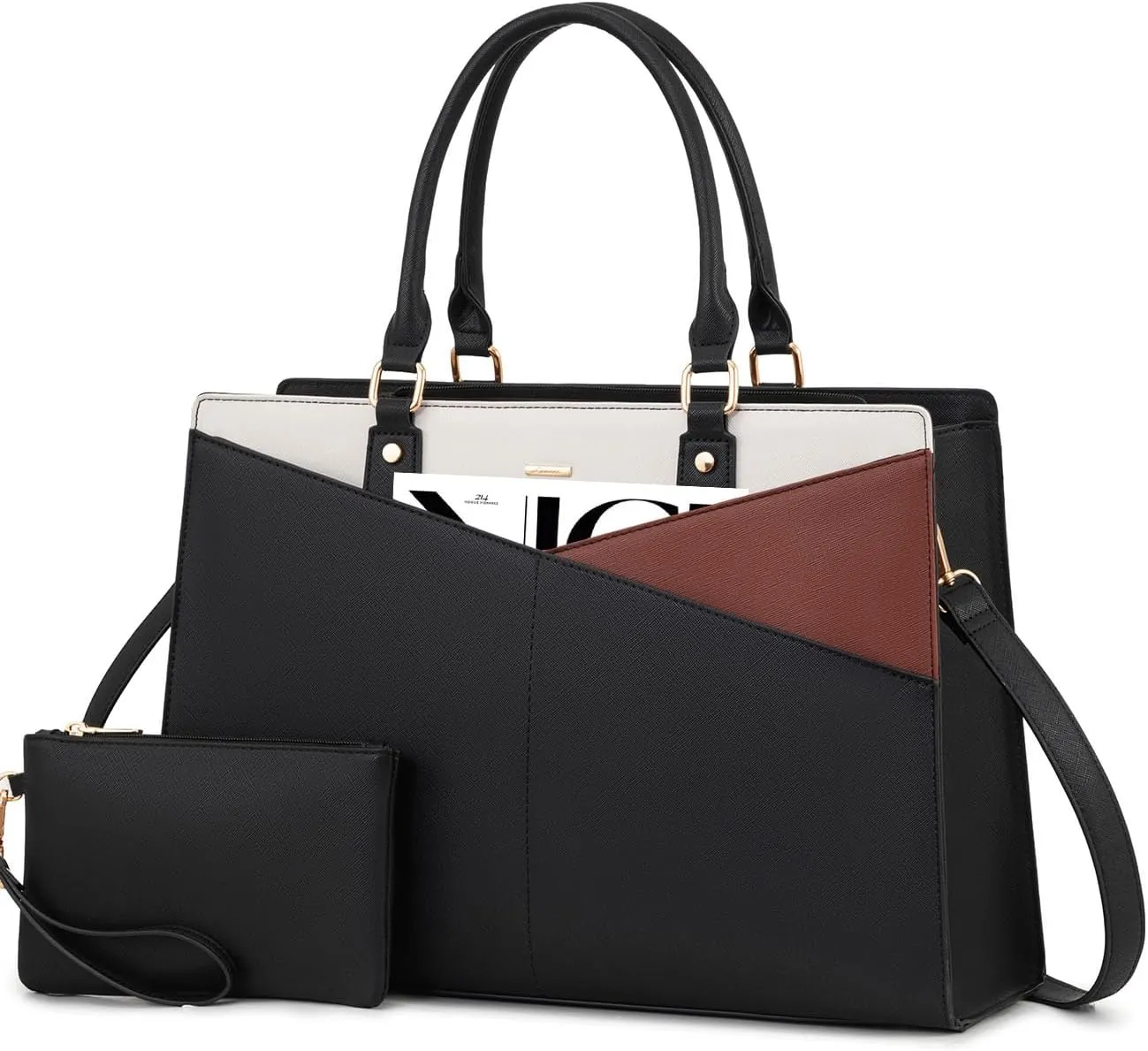 2Pcs Leather Office Laptop Tote Bag, 15.6" 17.3" sold by LOVEVOOK product image thumbnail 5