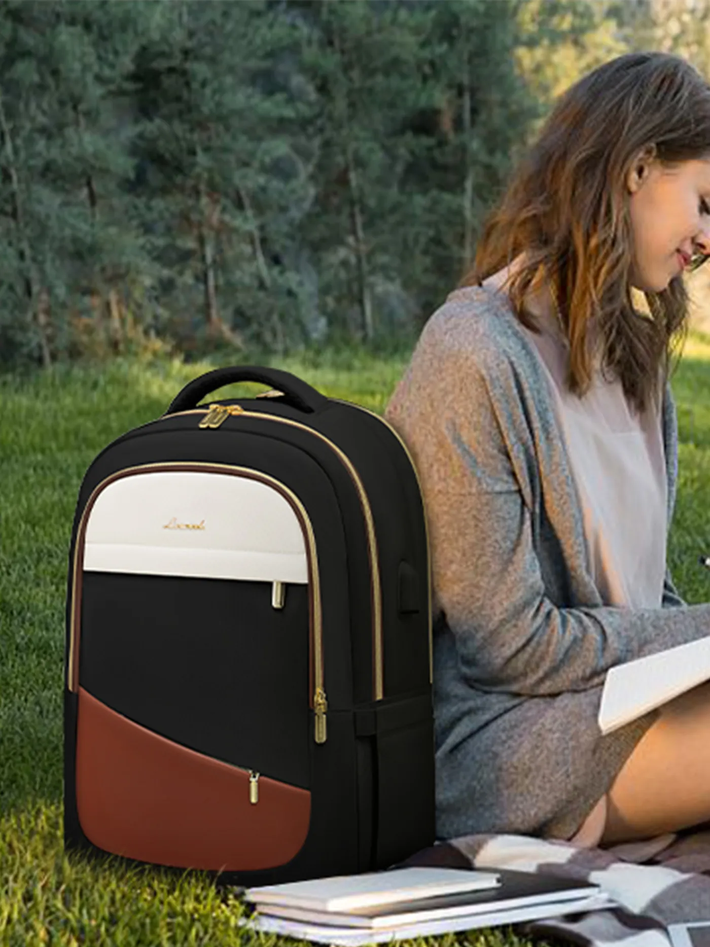 Rounded Corner Laptop Backpack, 15.6" 17.3"(US only) sold by LOVEVOOK product image thumbnail 2