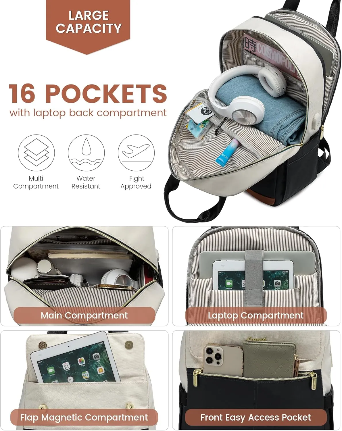 Laptop Backpack with round edge - Urban 3, 15.6" (Not available in the US) sold by LOVEVOOK product image thumbnail 5