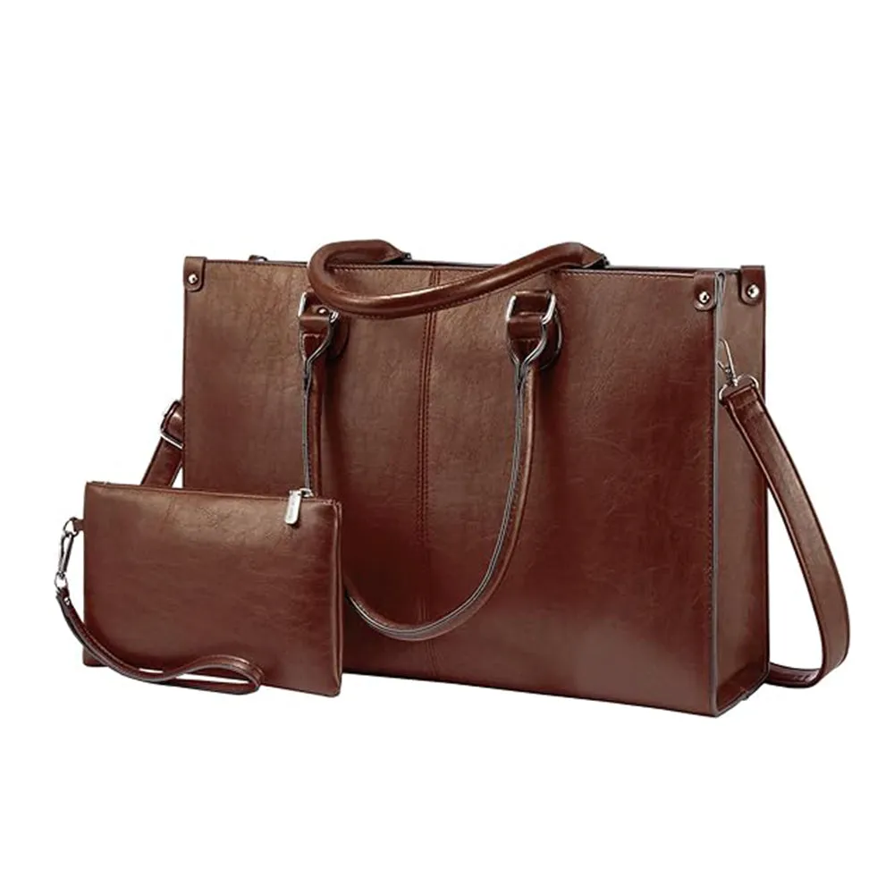 2Pcs Vintage Leather Laptop Bag, 15.6" sold by LOVEVOOK product image thumbnail 5
