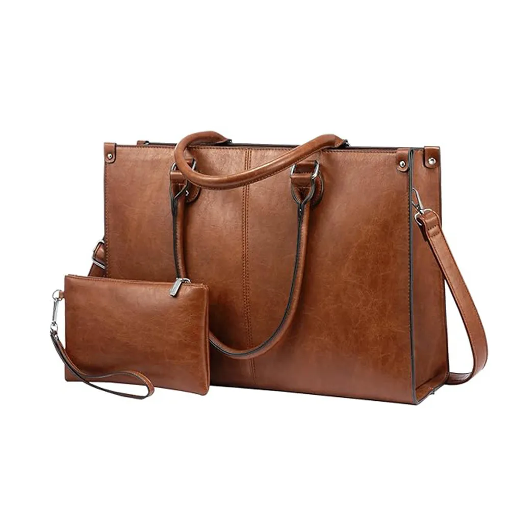 2Pcs Vintage Leather Laptop Bag, 15.6" sold by LOVEVOOK product image thumbnail 3