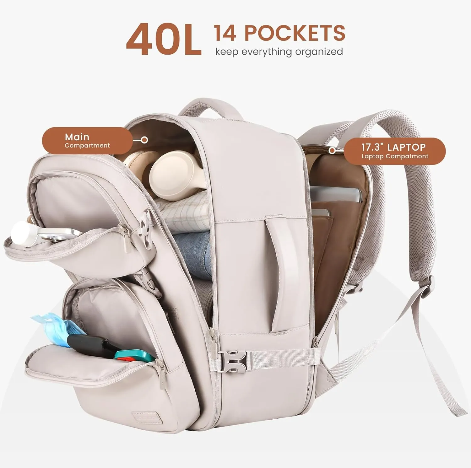 2Pcs Carry on Backpack, 40L 50L sold by LOVEVOOK product image thumbnail 4