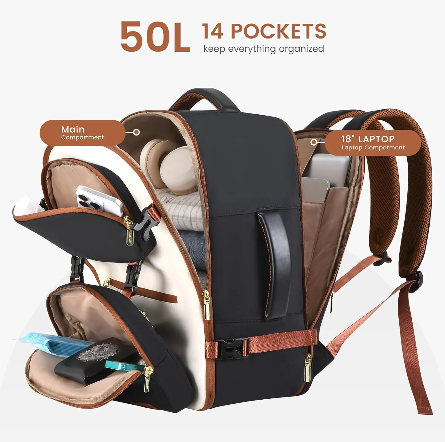 2Pcs Carry on Backpack, 40L 50L sold by LOVEVOOK product image thumbnail 5