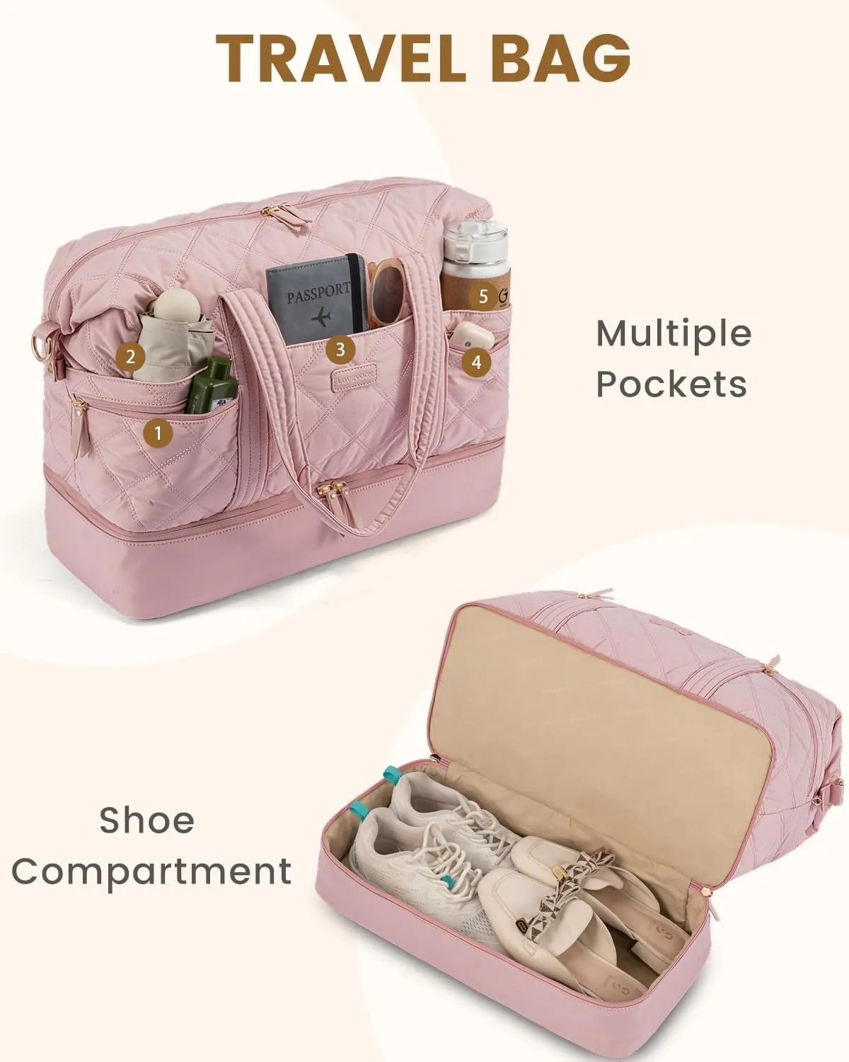 Lightweight Weekender Bag, 40L 56L sold by LOVEVOOK product image thumbnail 3