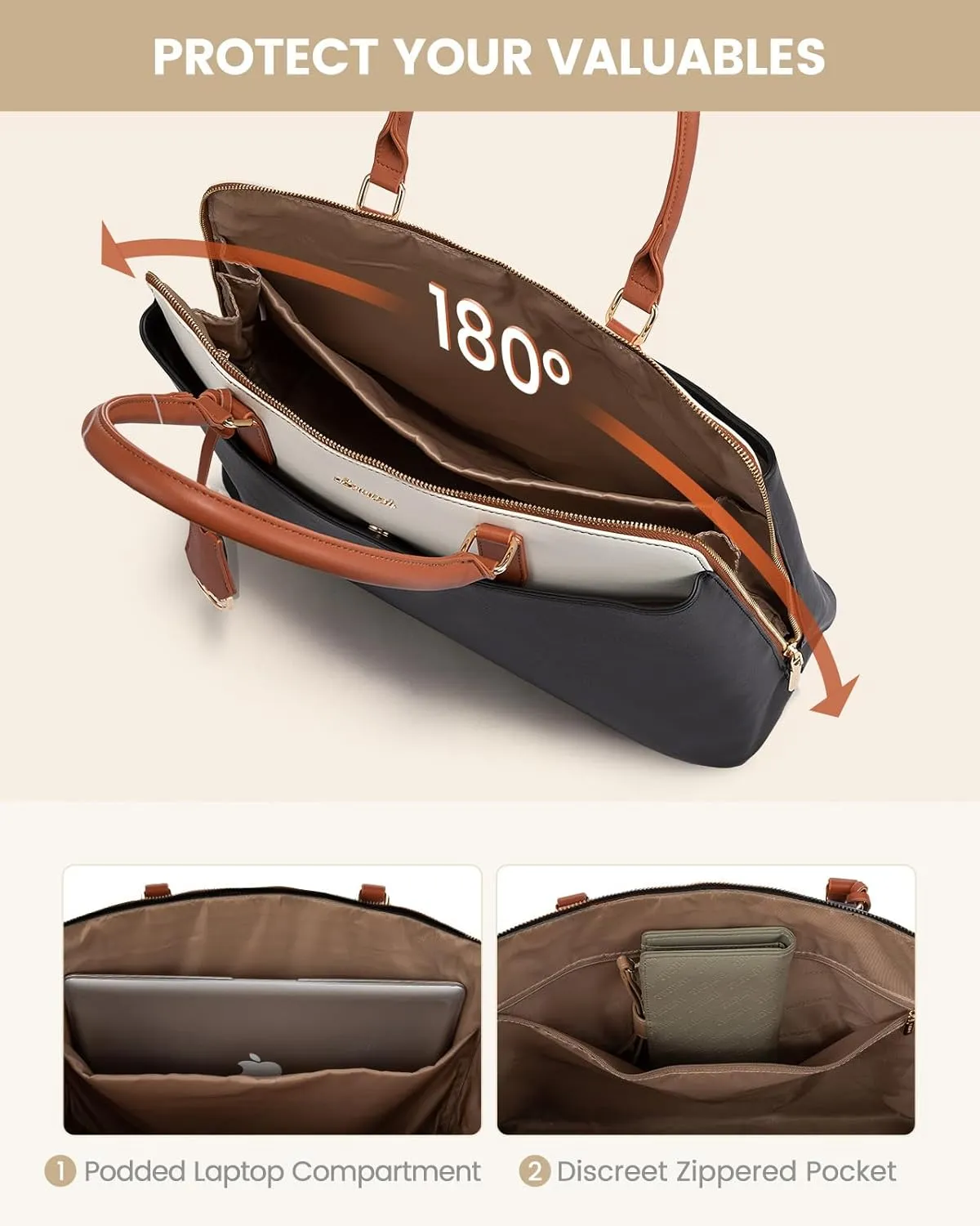 Stylish Laptop Tote Bag, 15.6" sold by LOVEVOOK product image thumbnail 4