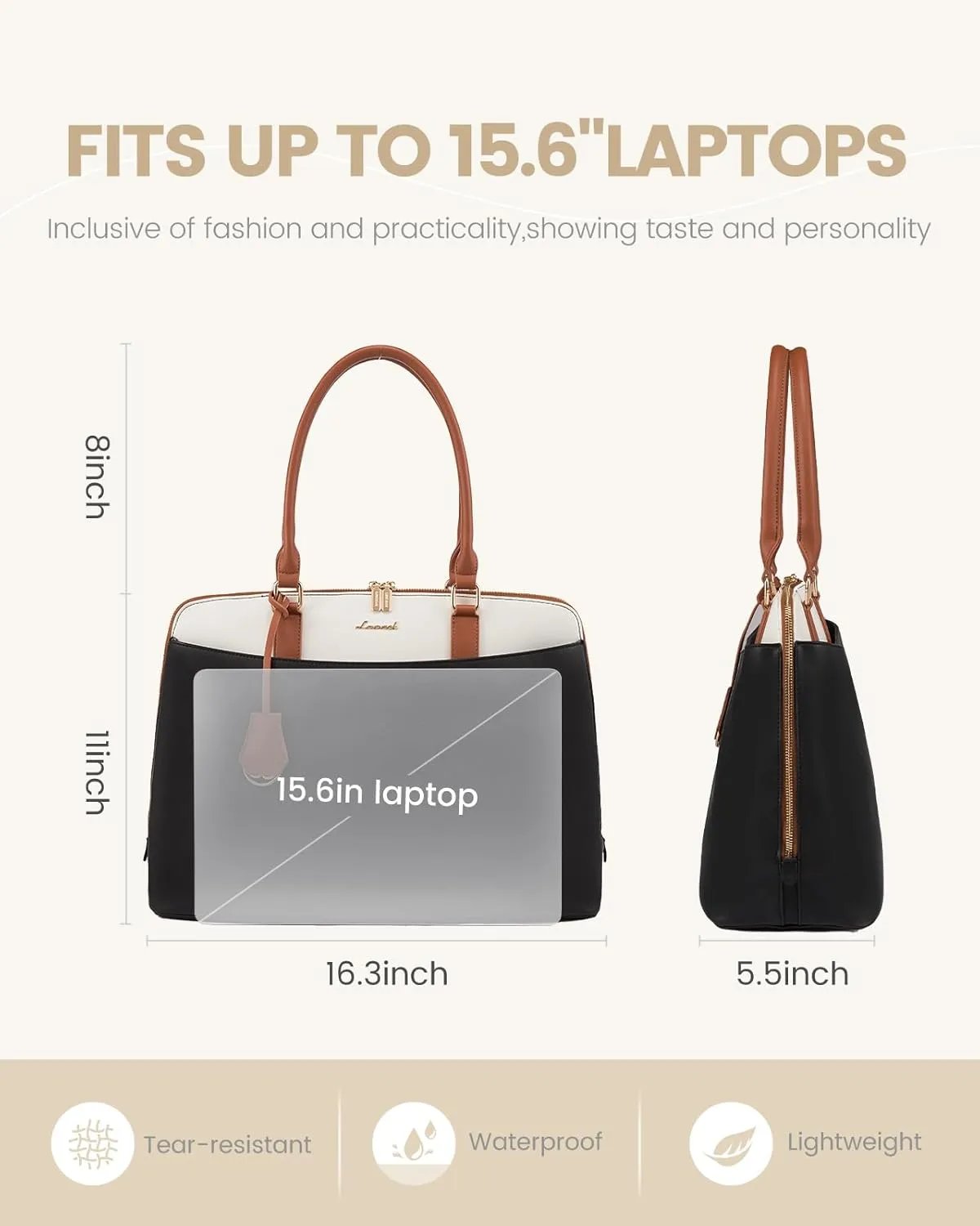 Stylish Laptop Tote Bag, 15.6" sold by LOVEVOOK product image thumbnail 5