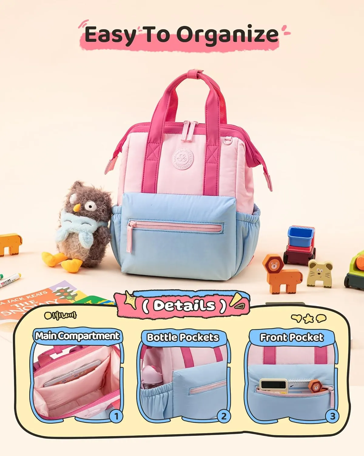 Mini Preschool Backpack, Pink Purple sold by LOVEVOOK product image thumbnail 4