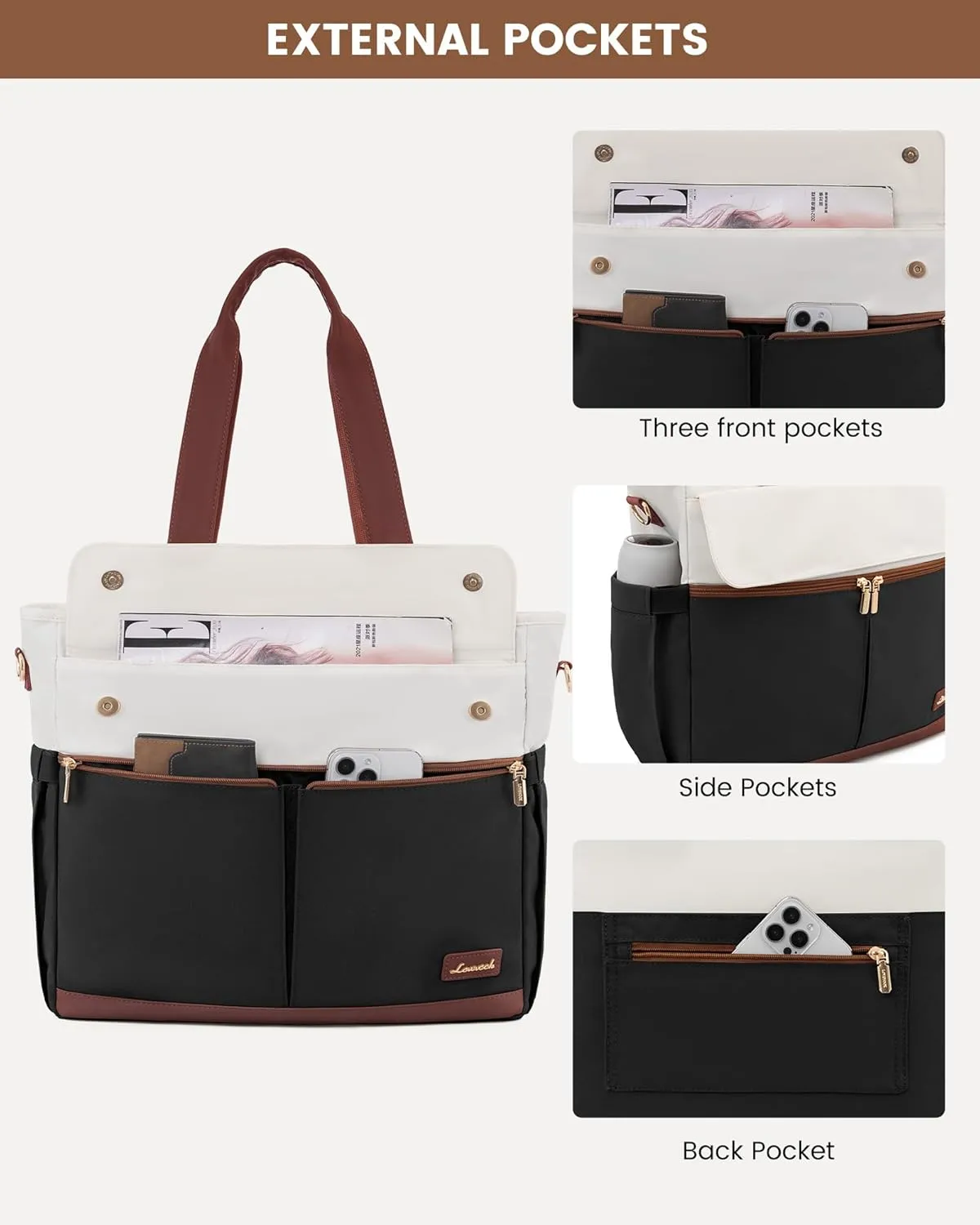 Canvas Laptop Tote Bag, 15.6" sold by LOVEVOOK product image thumbnail 5