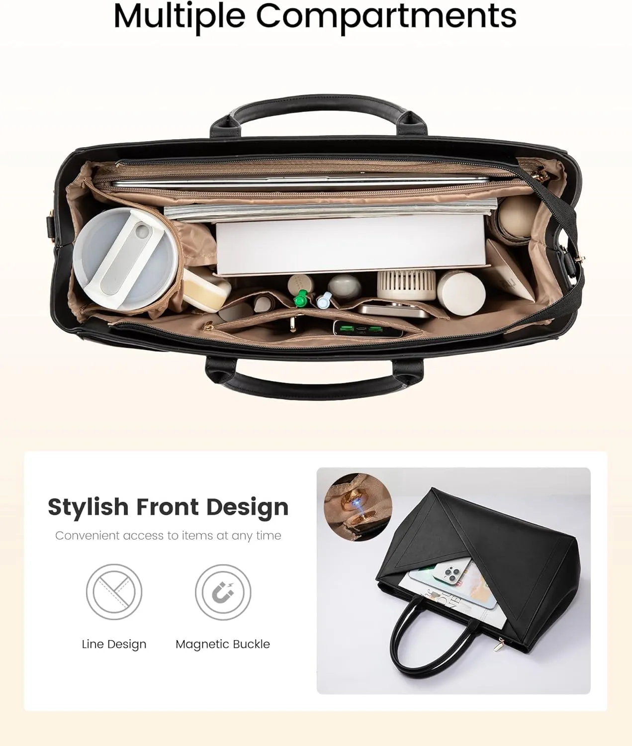 PU Leather Work Bag, 15.6" 17.3" sold by LOVEVOOK product image thumbnail 5