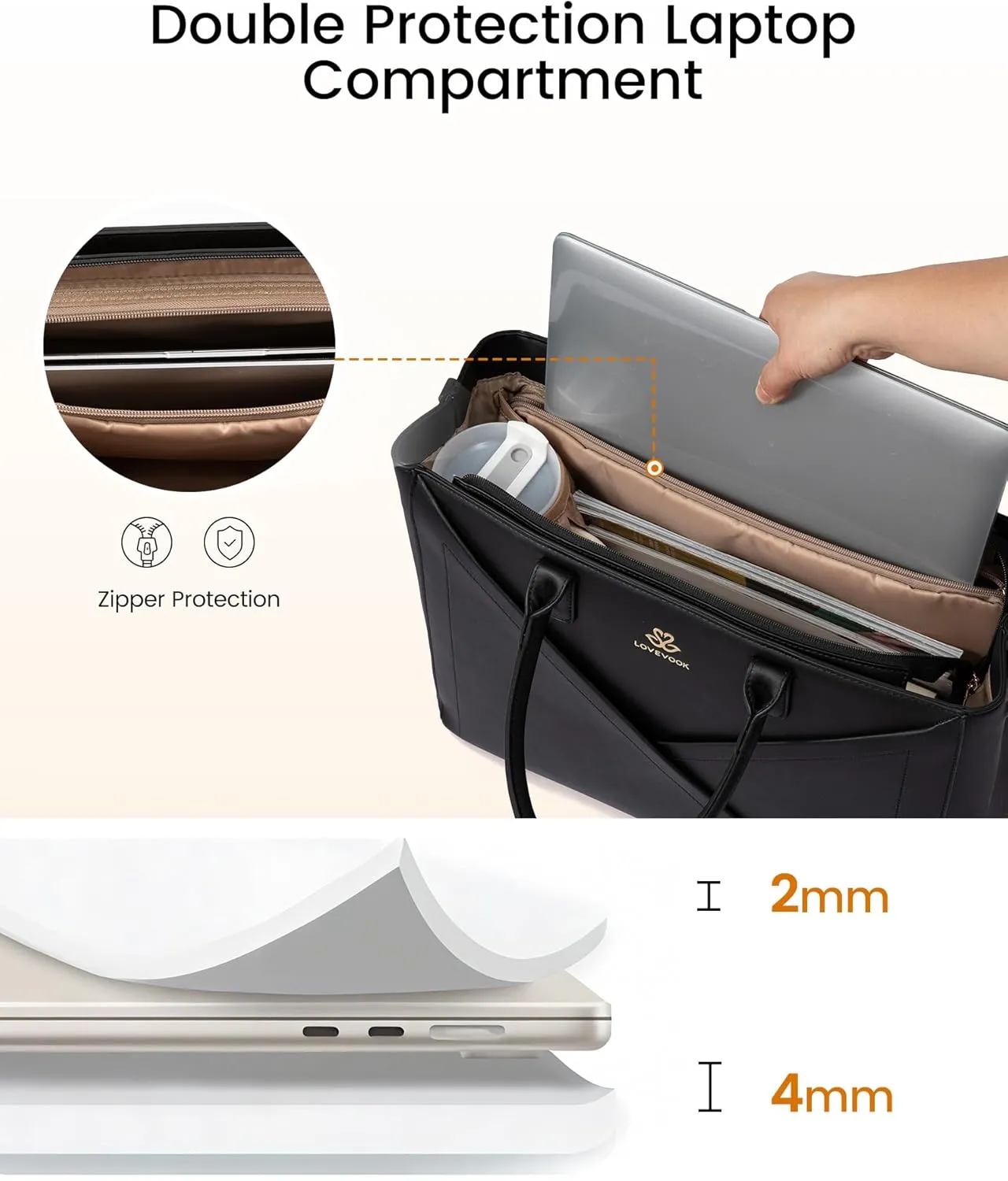 PU Leather Work Bag, 15.6" 17.3" sold by LOVEVOOK product image thumbnail 4