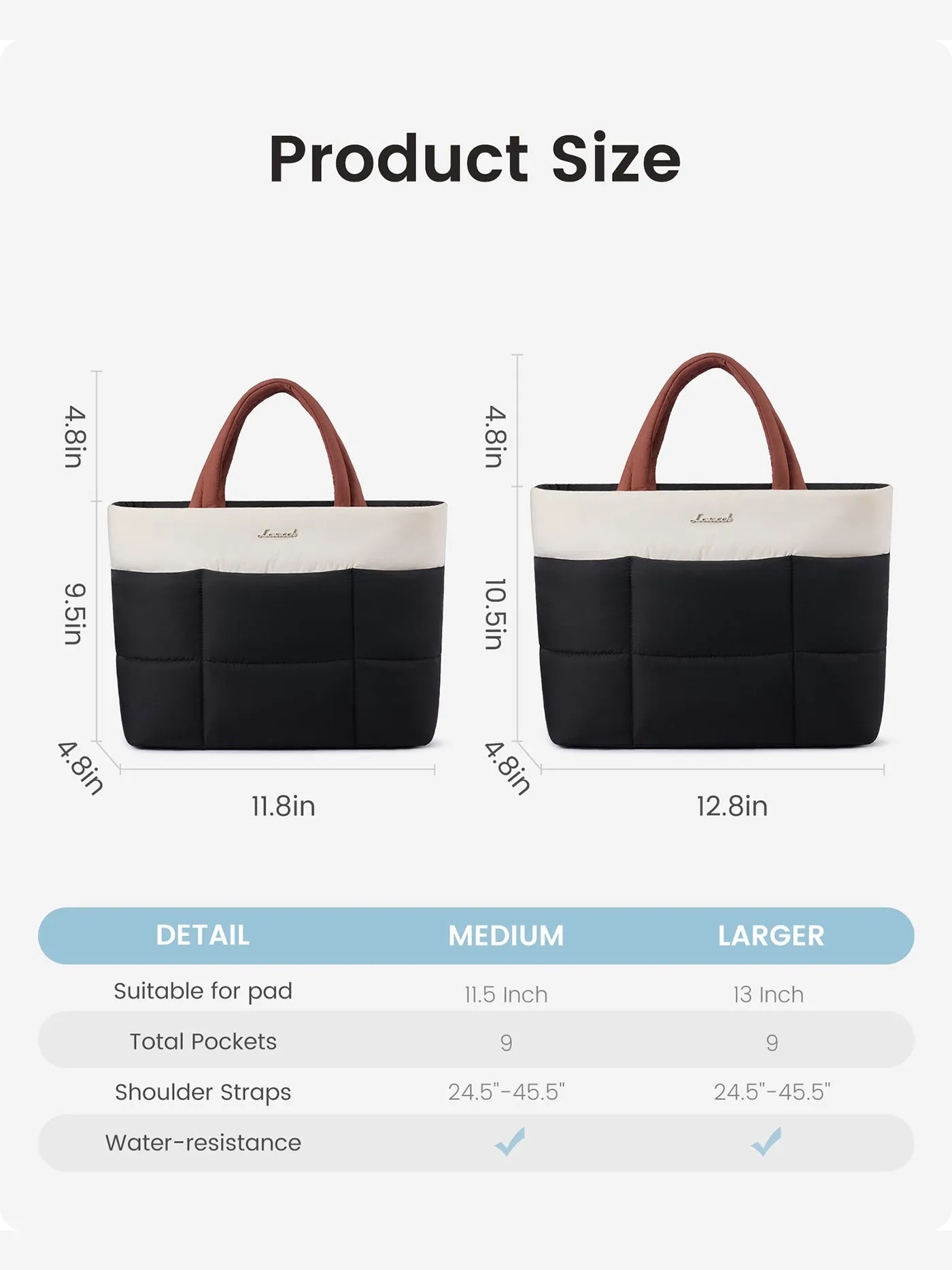 Puffer Tote Bags 11.8" 12.8" sold by LOVEVOOK product image thumbnail 5