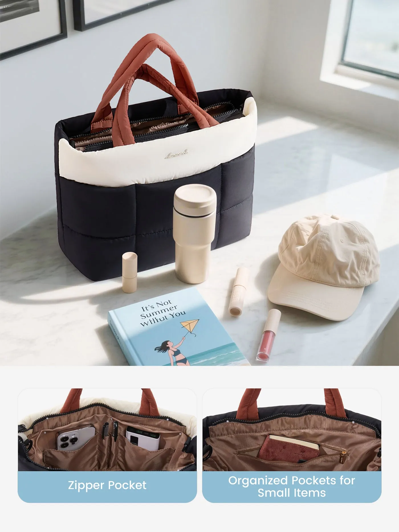 Puffer Tote Bags 11.8" 12.8" sold by LOVEVOOK product image thumbnail 3