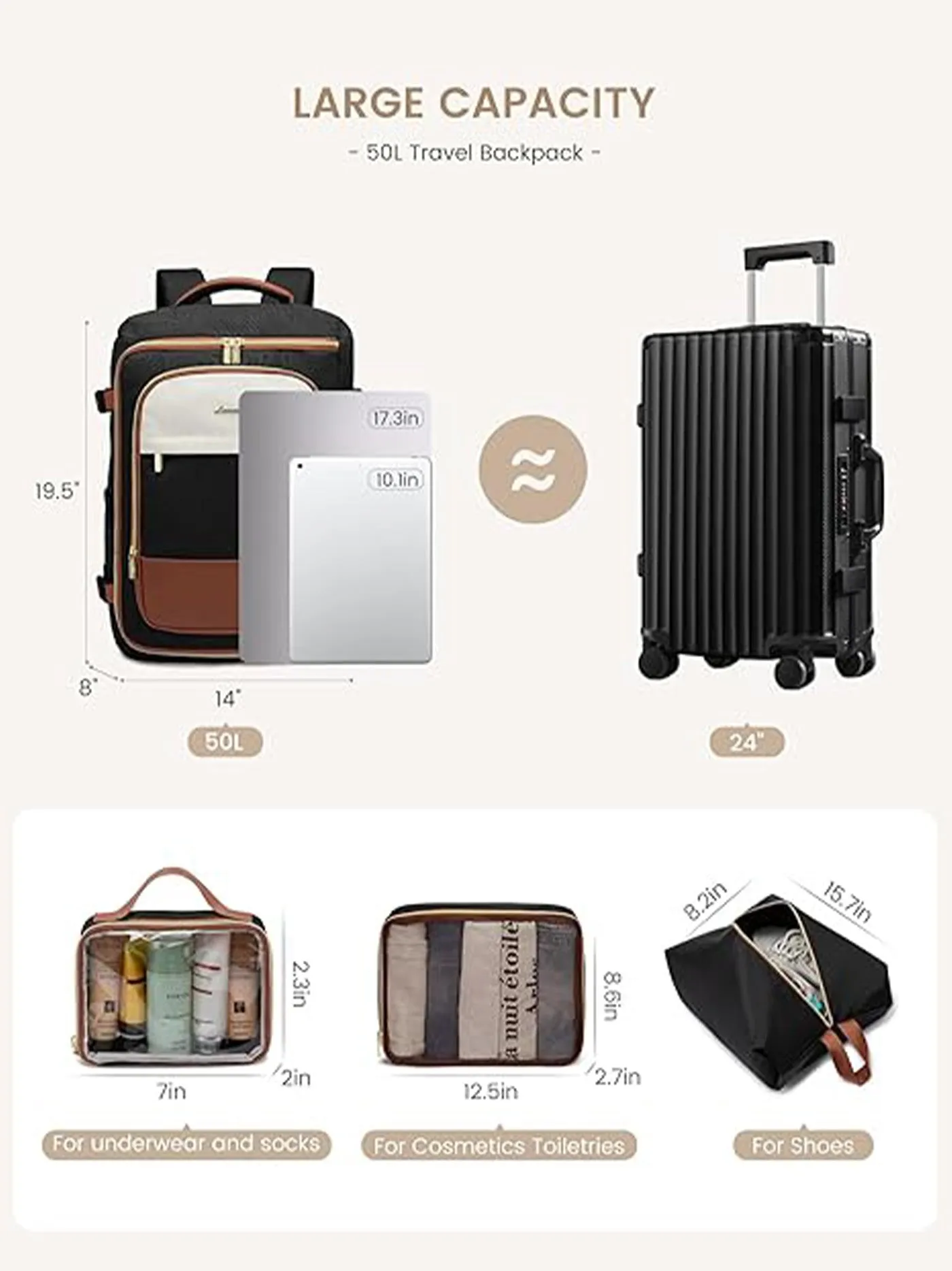 4Pcs Travel Backpack 40L/50L sold by LOVEVOOK product image thumbnail 5