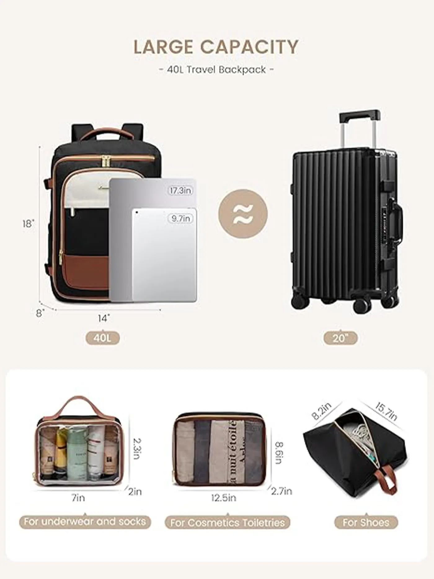 4Pcs Travel Backpack 40L/50L sold by LOVEVOOK product image thumbnail 4