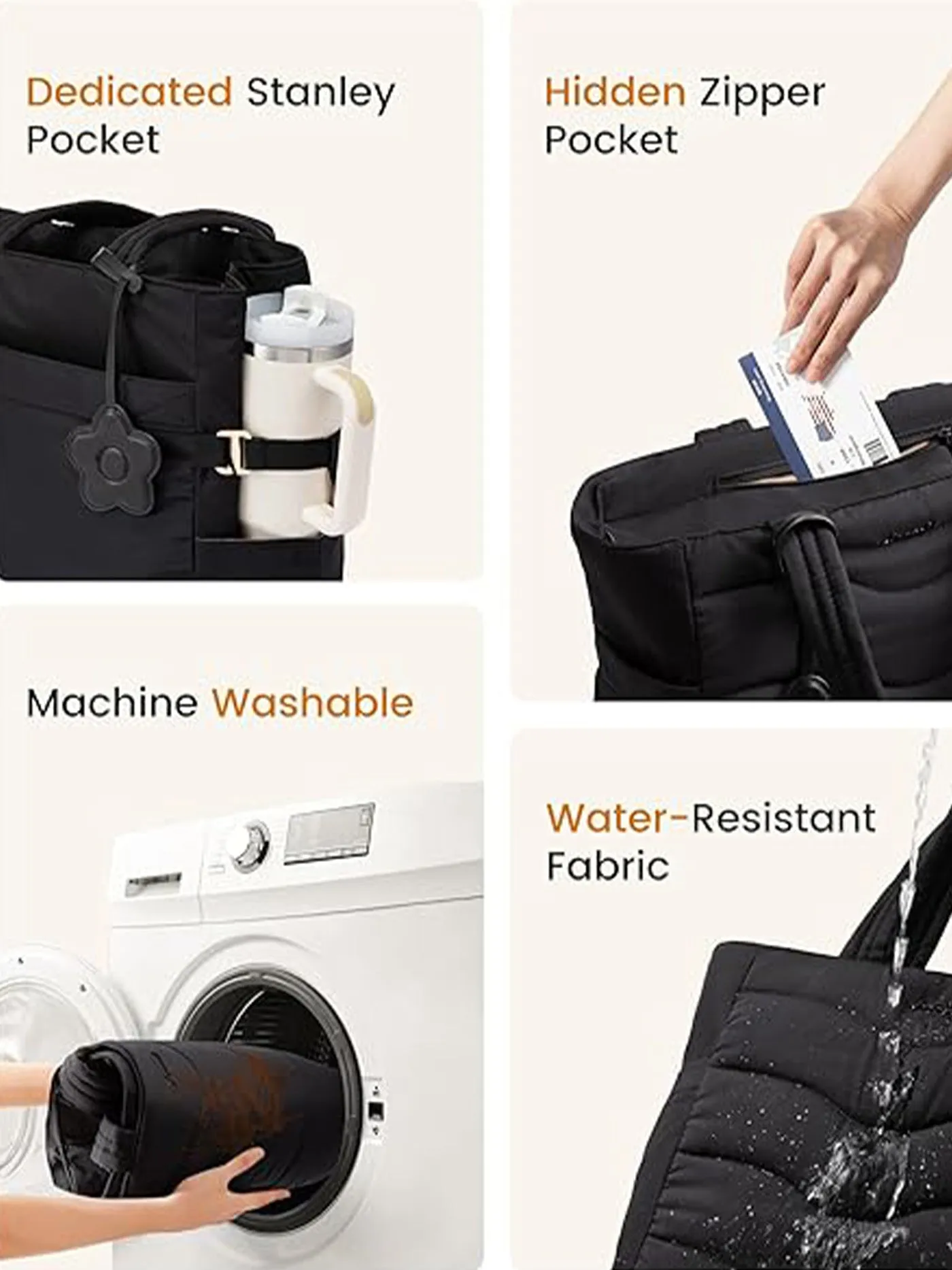 Puffer Tote Bag 15.6"17.3" sold by LOVEVOOK product image thumbnail 5