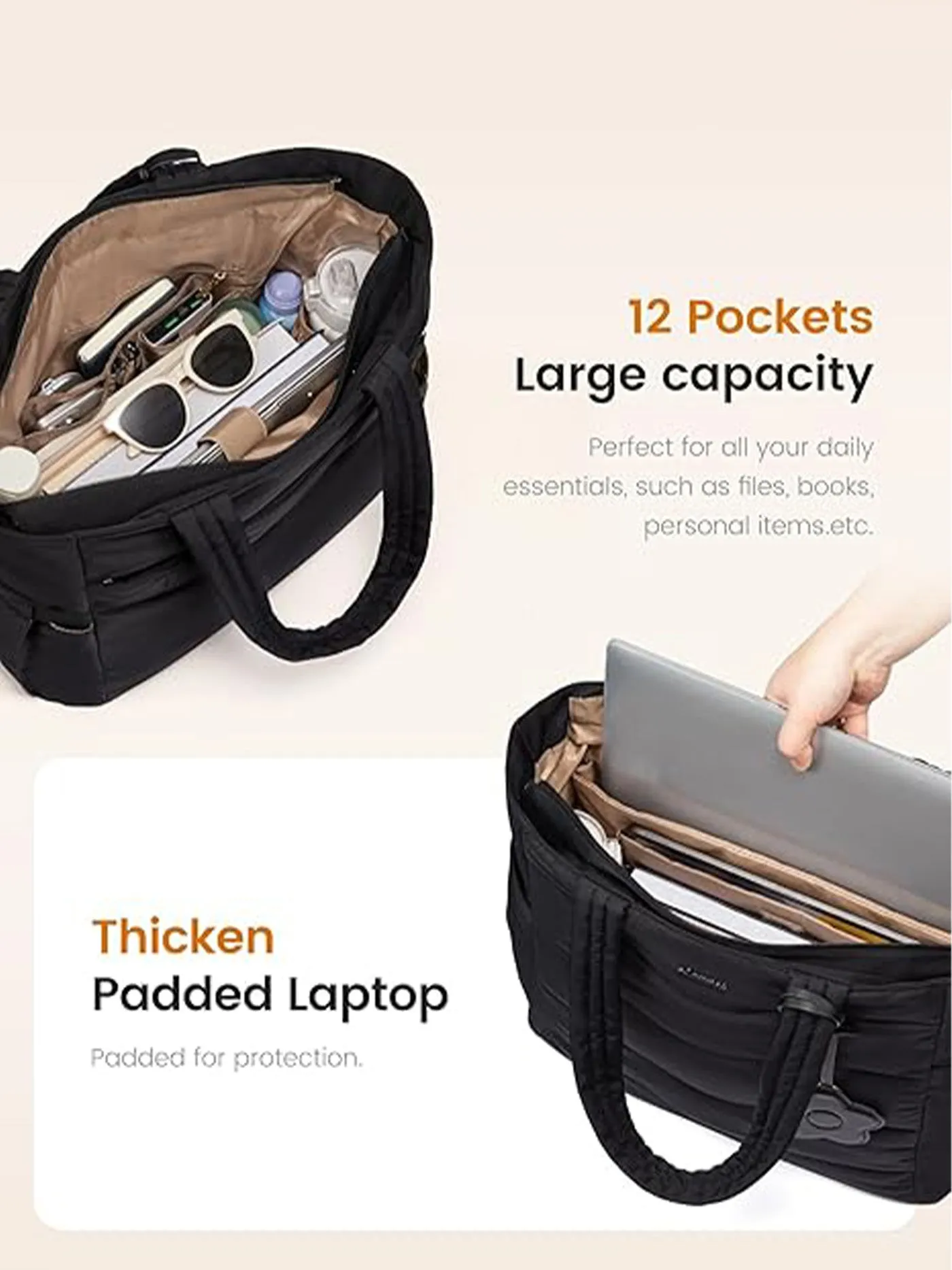 Puffer Tote Bag 15.6"17.3" sold by LOVEVOOK product image thumbnail 3