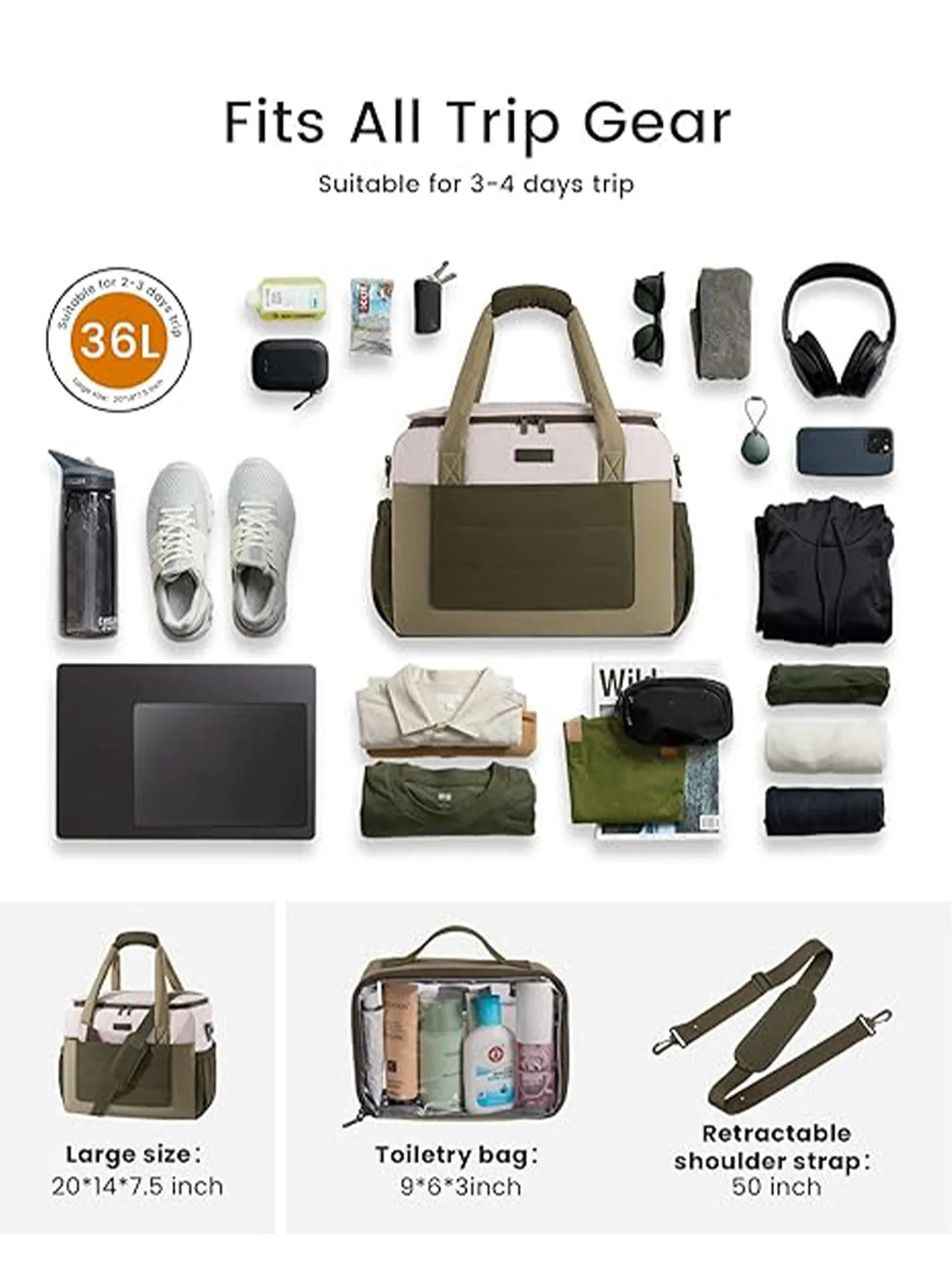 Carry on Duffle Bag 26L/36L sold by LOVEVOOK product image thumbnail 3