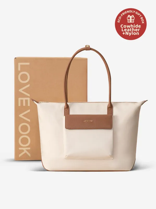 Grace Laptop Tote, Cream Brown (US ONLY) sold by LOVEVOOK