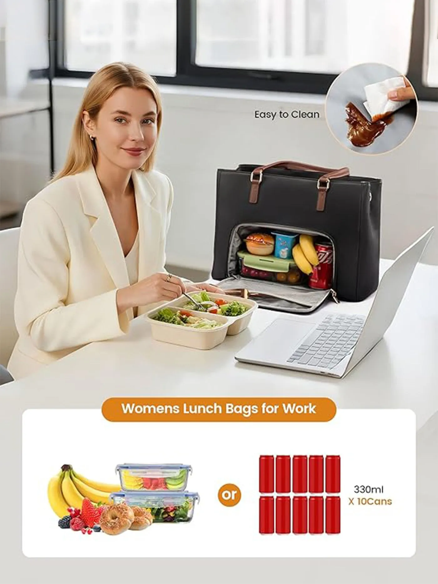 Leather Laptop Lunch Bag 15.6" 17.3" sold by LOVEVOOK product image thumbnail 5