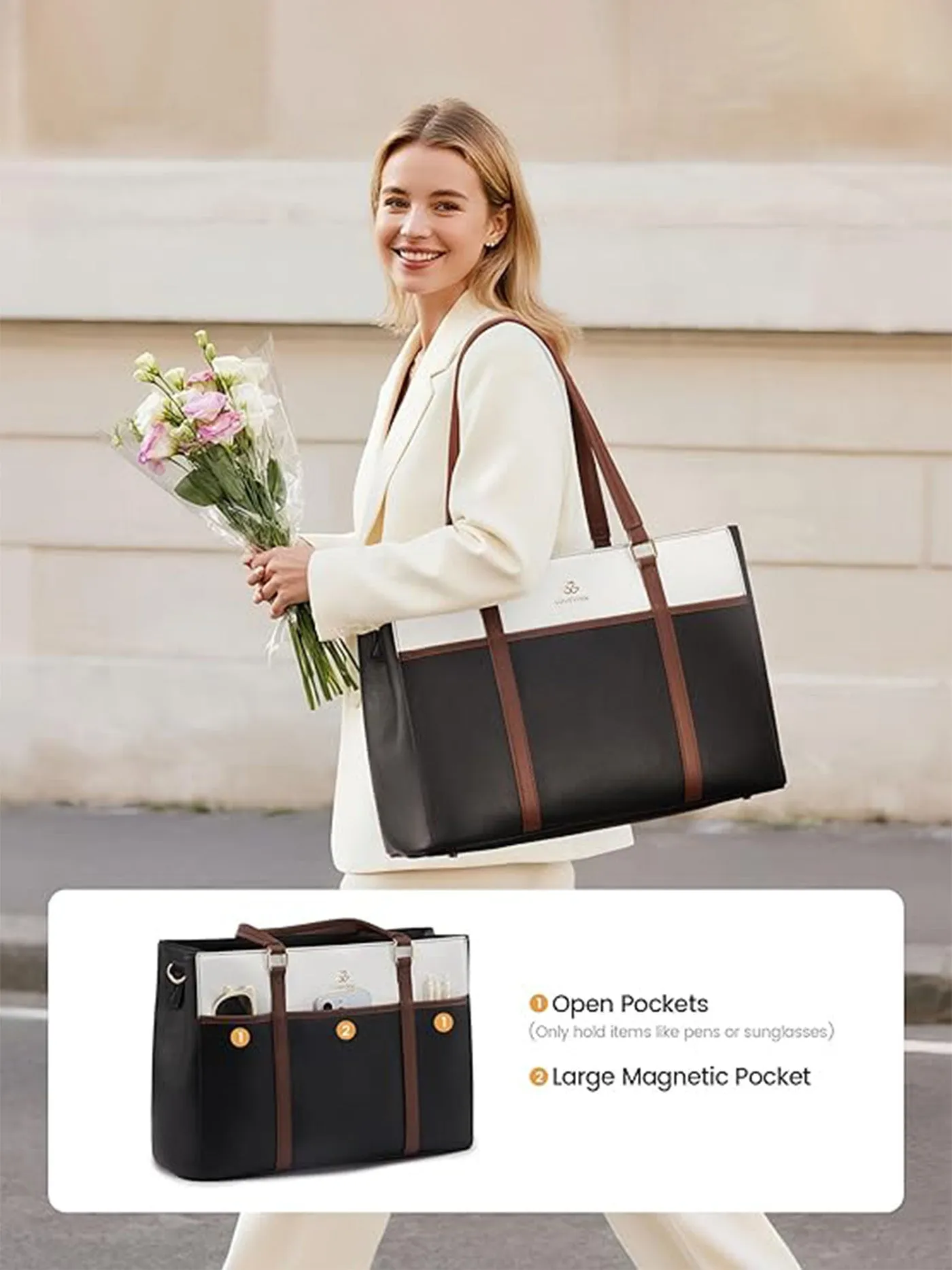 Leather Laptop Lunch Bag 15.6" 17.3" sold by LOVEVOOK product image thumbnail 2