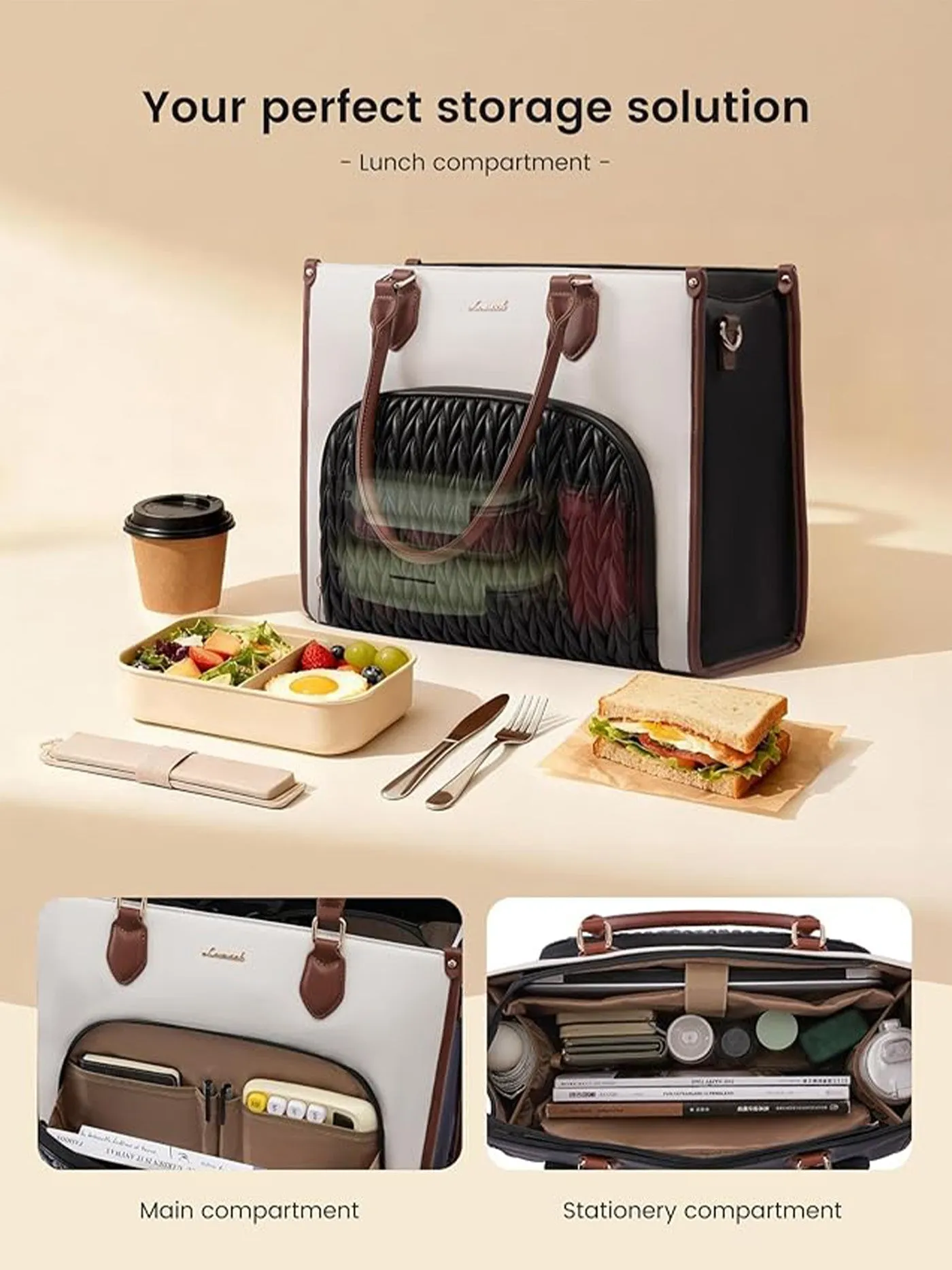 Lunch Compartment Laptop Tote Bag 15.6" 17.3" sold by LOVEVOOK product image thumbnail 3