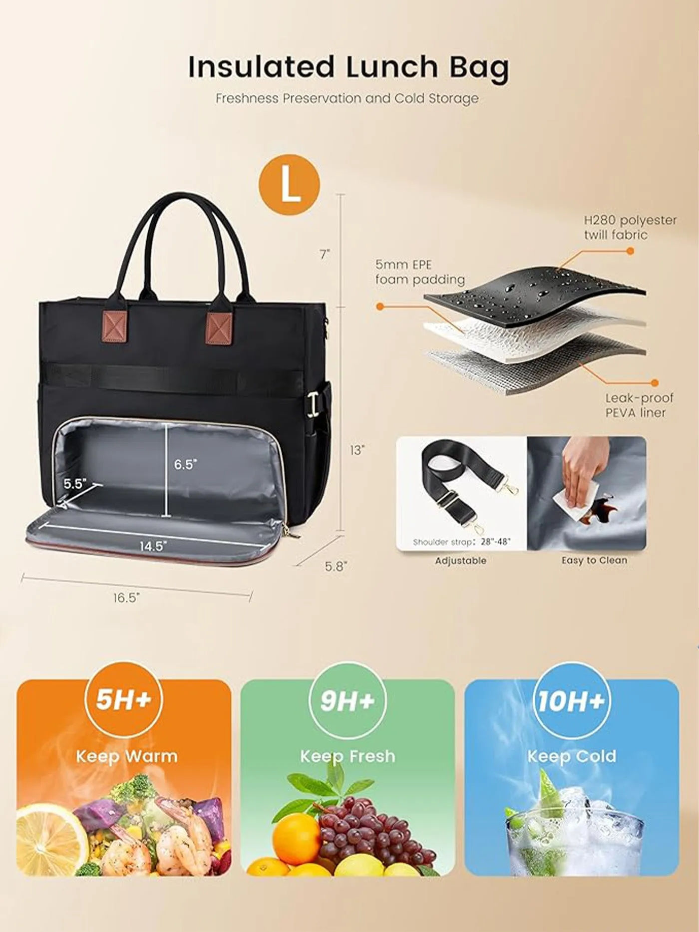 Insulated Lunch Bag 15.6" 17.3" sold by LOVEVOOK product image thumbnail 5