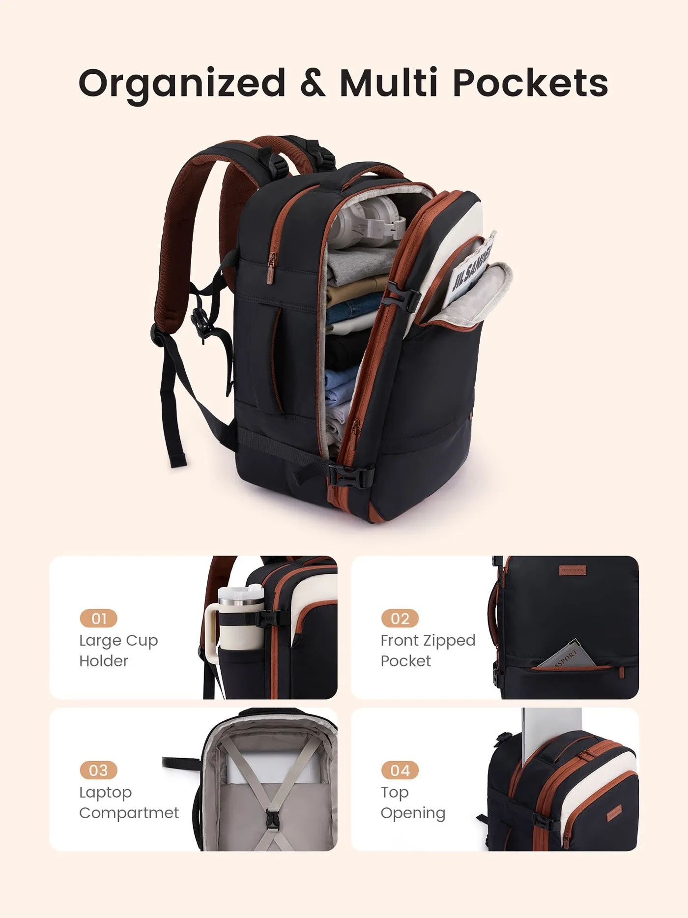 Carry On Backpack 45L/55L sold by LOVEVOOK product image thumbnail 5