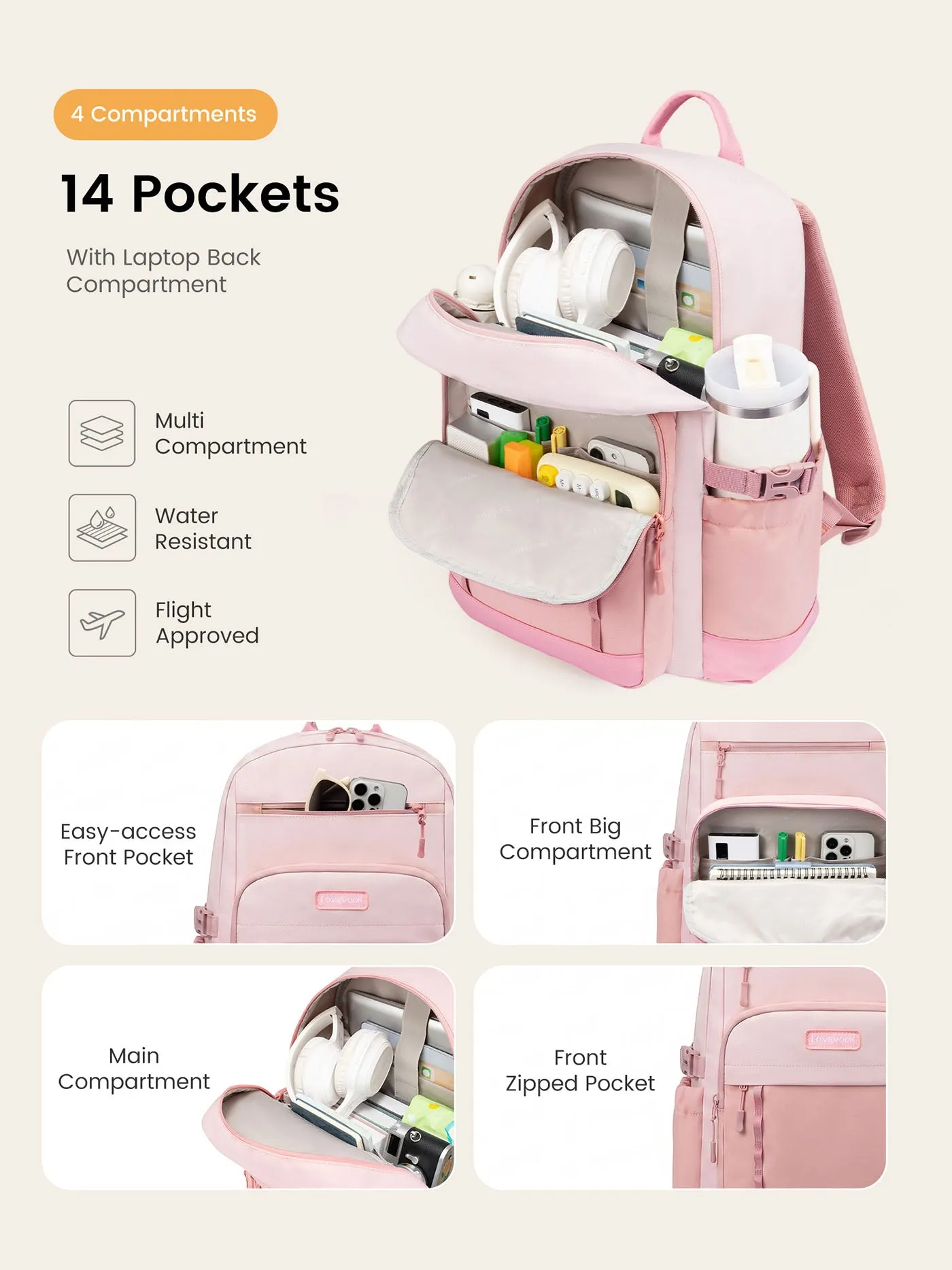 Laptop Backpack 15.6" 17" 18" sold by LOVEVOOK product image thumbnail 3