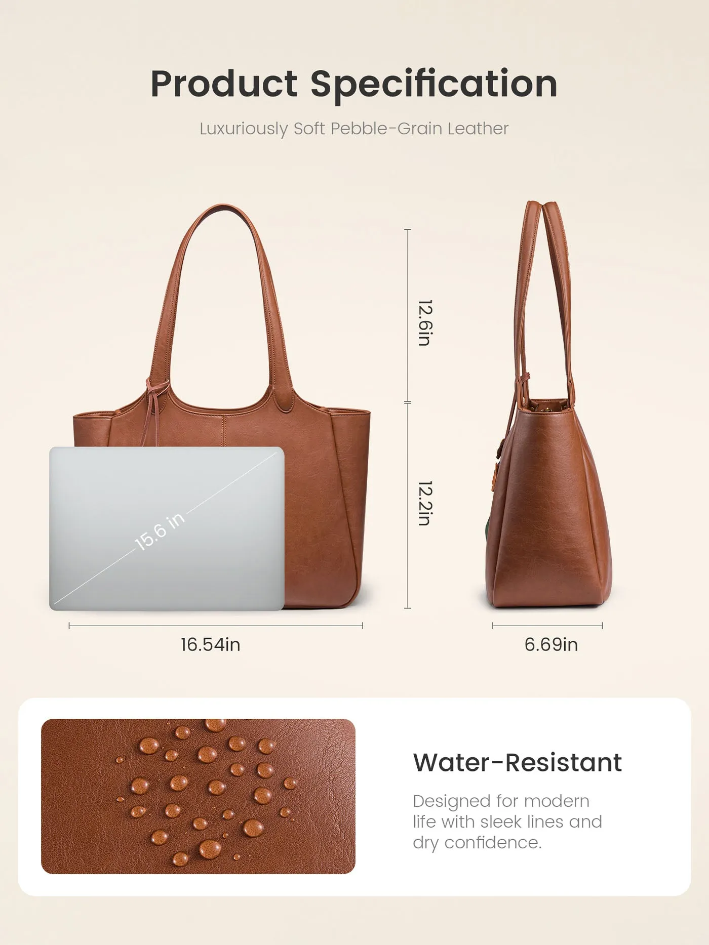 Vegan Leather Tote Bag 22L/25L sold by LOVEVOOK product image thumbnail 5