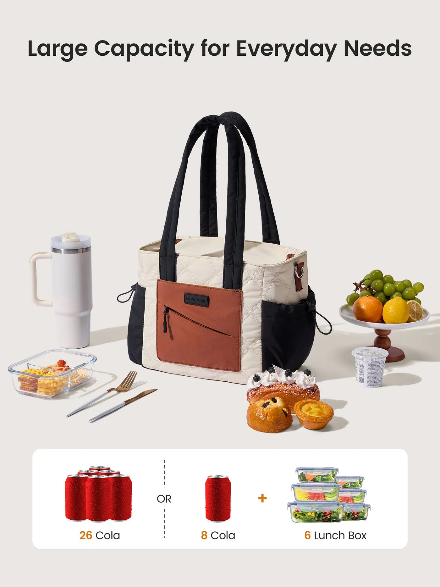 Quilted Insulated Lunch Bag 15L/18L sold by LOVEVOOK product image thumbnail 3