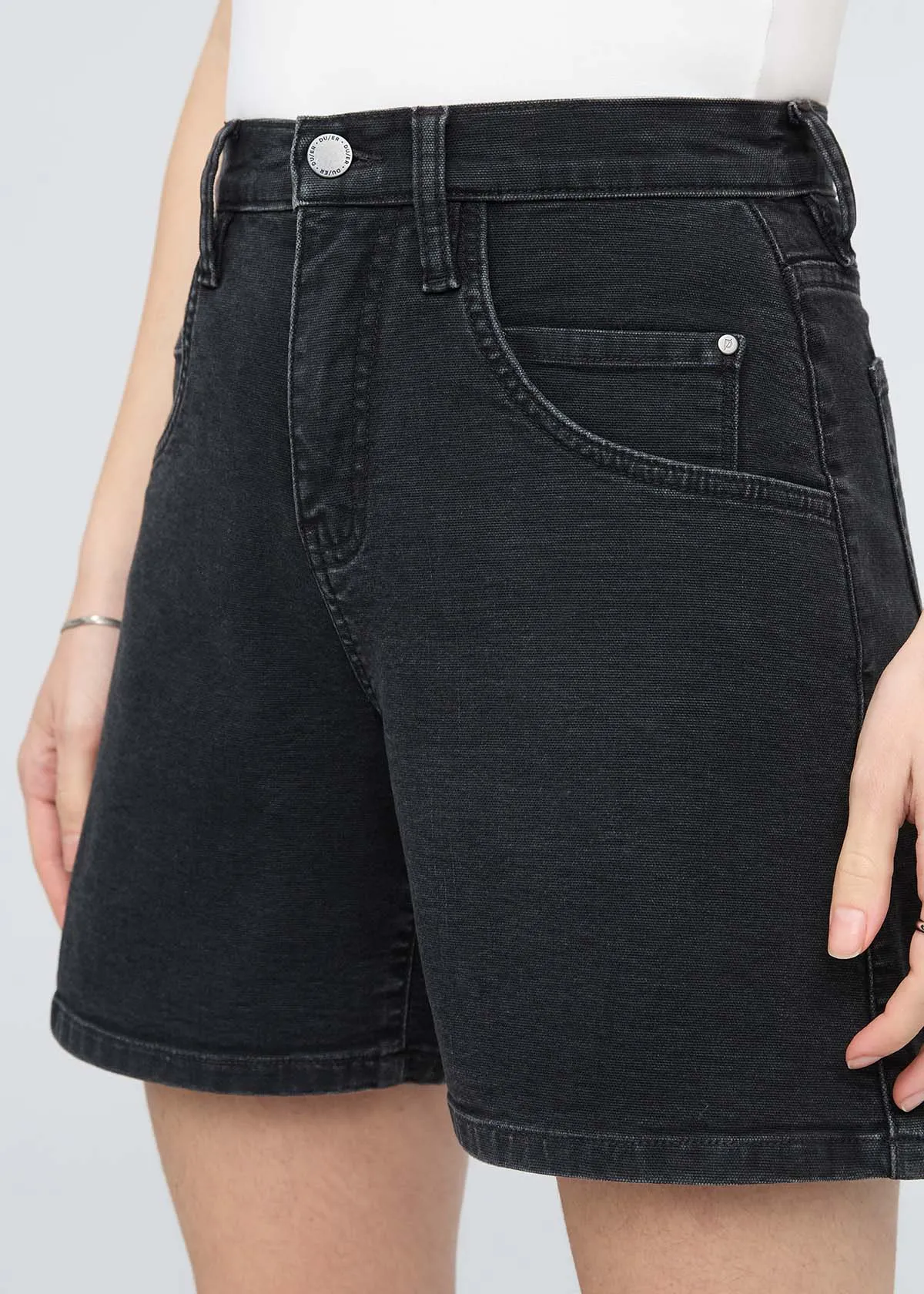 Stretch Canvas High Rise Relaxed Short - Black sold by DUER product image thumbnail 5