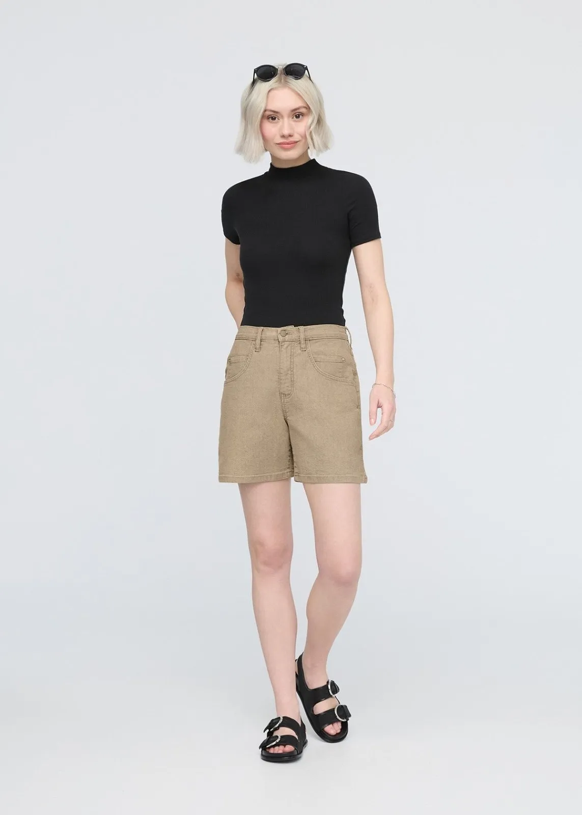 Stretch Canvas High Rise Relaxed Short - Tan sold by DUER product image thumbnail 2