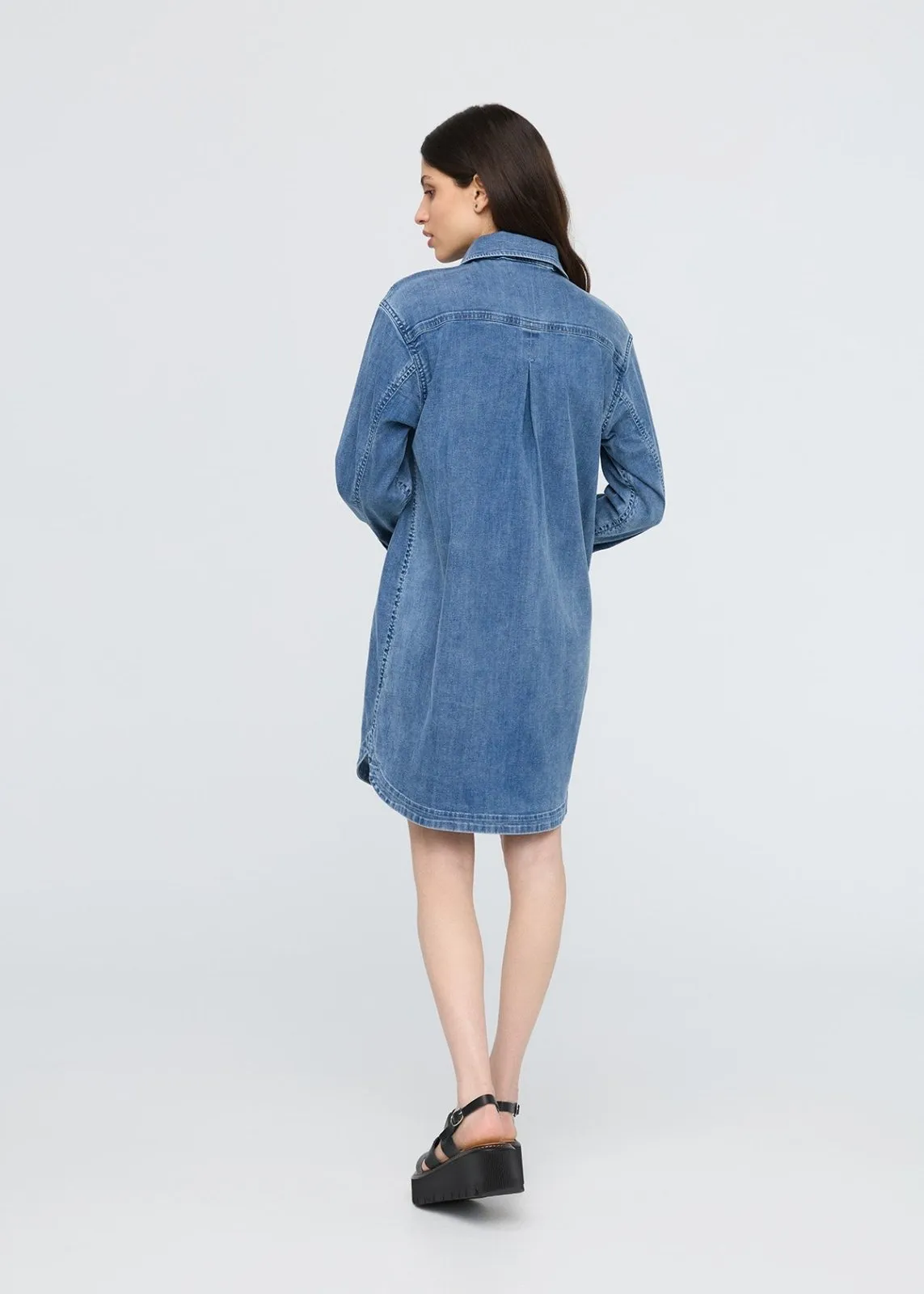 Performance Denim Lite Shirt Dress - Washed Indigo sold by DUER product image thumbnail 3
